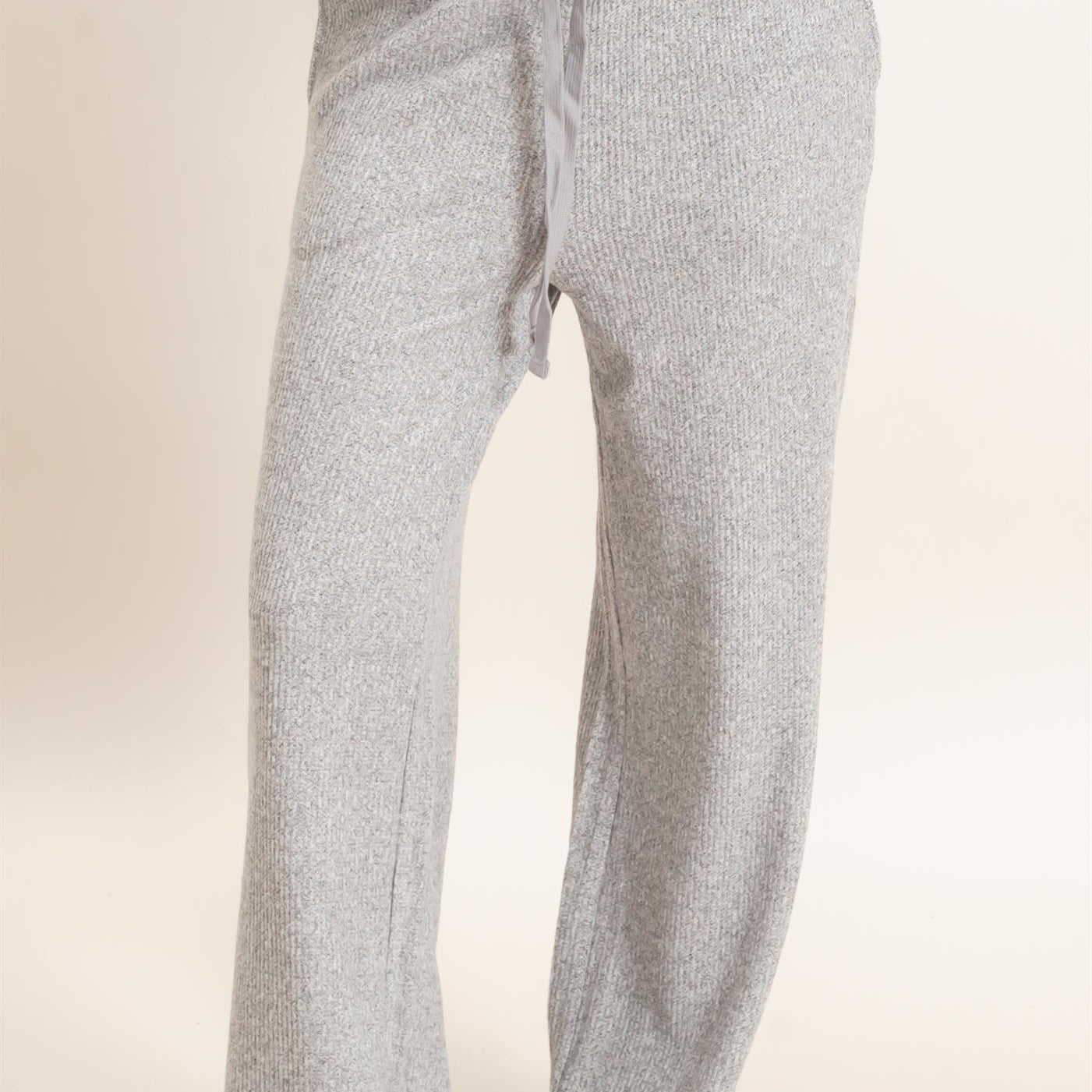 Wholesale Brushed Waffle Drawstring Pants Pants DZ26F313 HEATHER GRAY DOUBLE ZERO