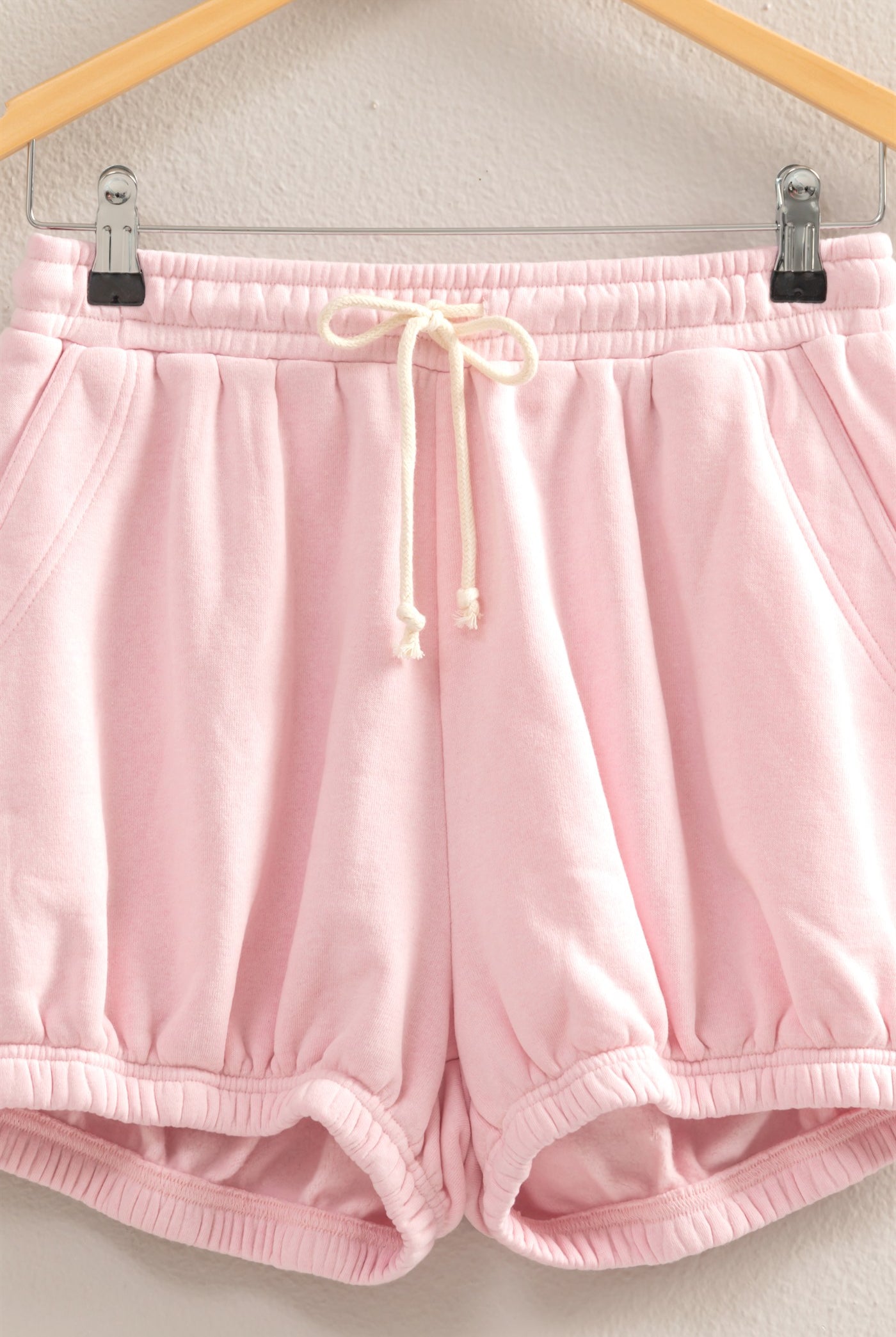 Wholesale Drawstring Waist Bubbled Hem Shorts Shorts DZ25A702 SOFT PINK DOUBLE ZERO
