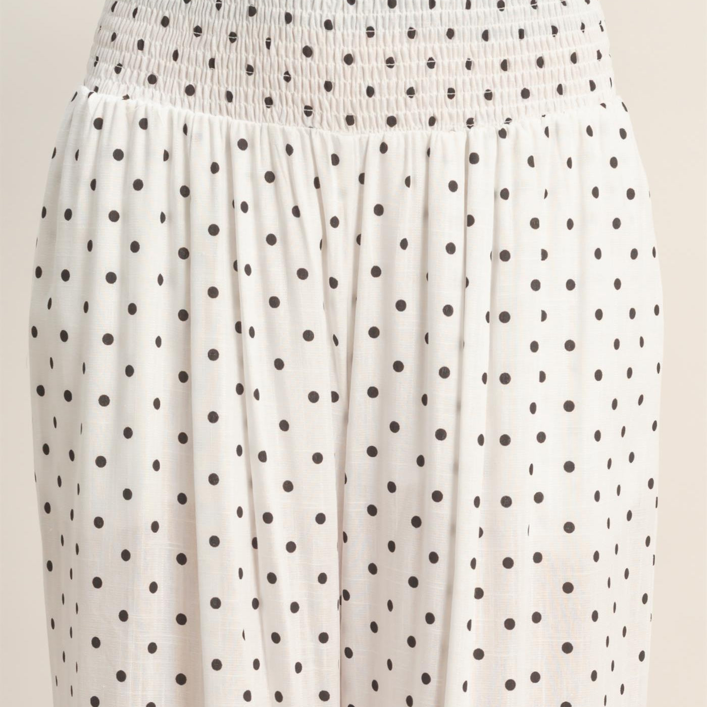 Wholesale Polka Dot Elastic Wide-Leg Pants Pants HF26C280 WHITE HYFVE