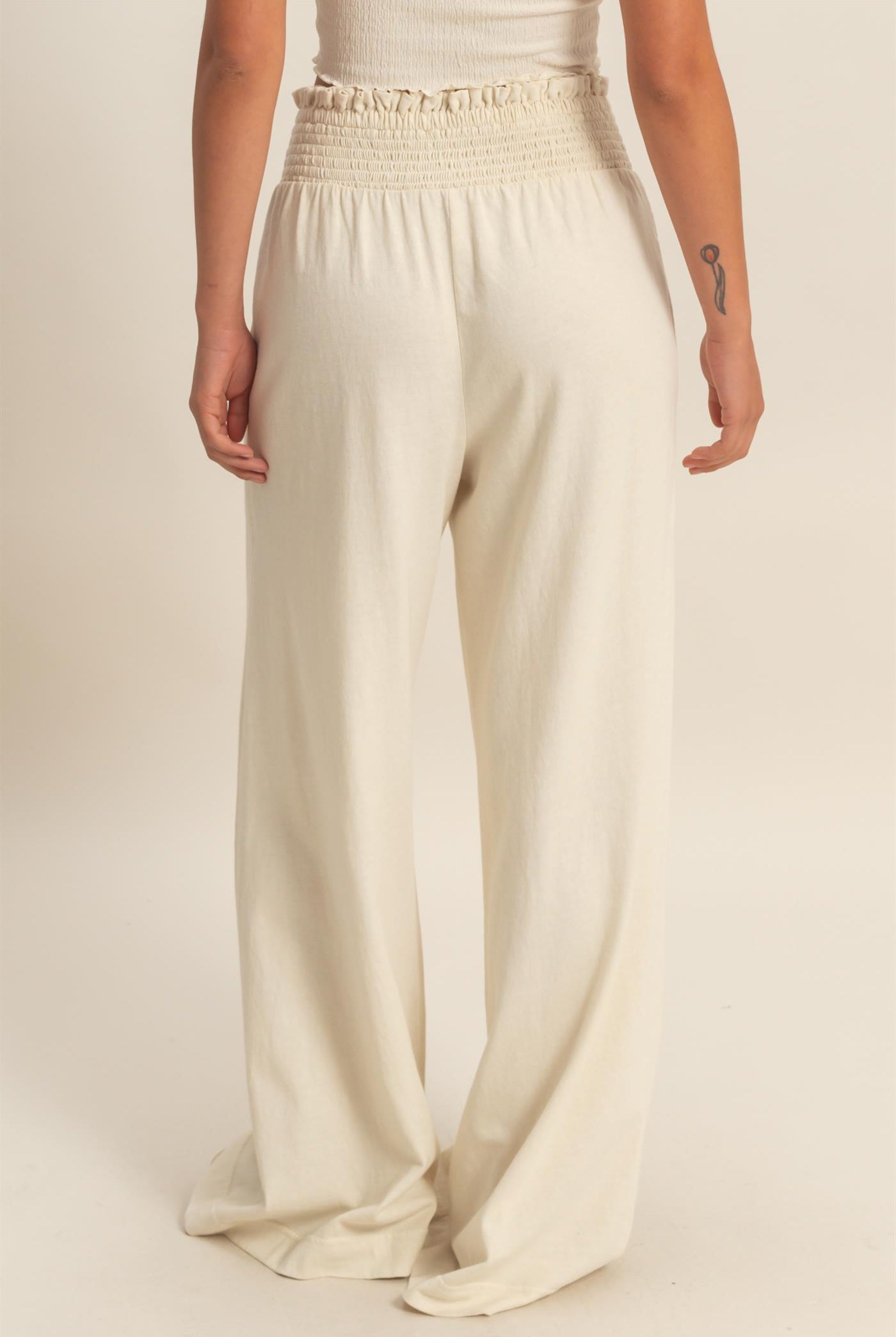 Wholesale Mineral Washed Wide-Leg Smocked Waist Pants Pants DZ26A249 ALPACA DOUBLE ZERO