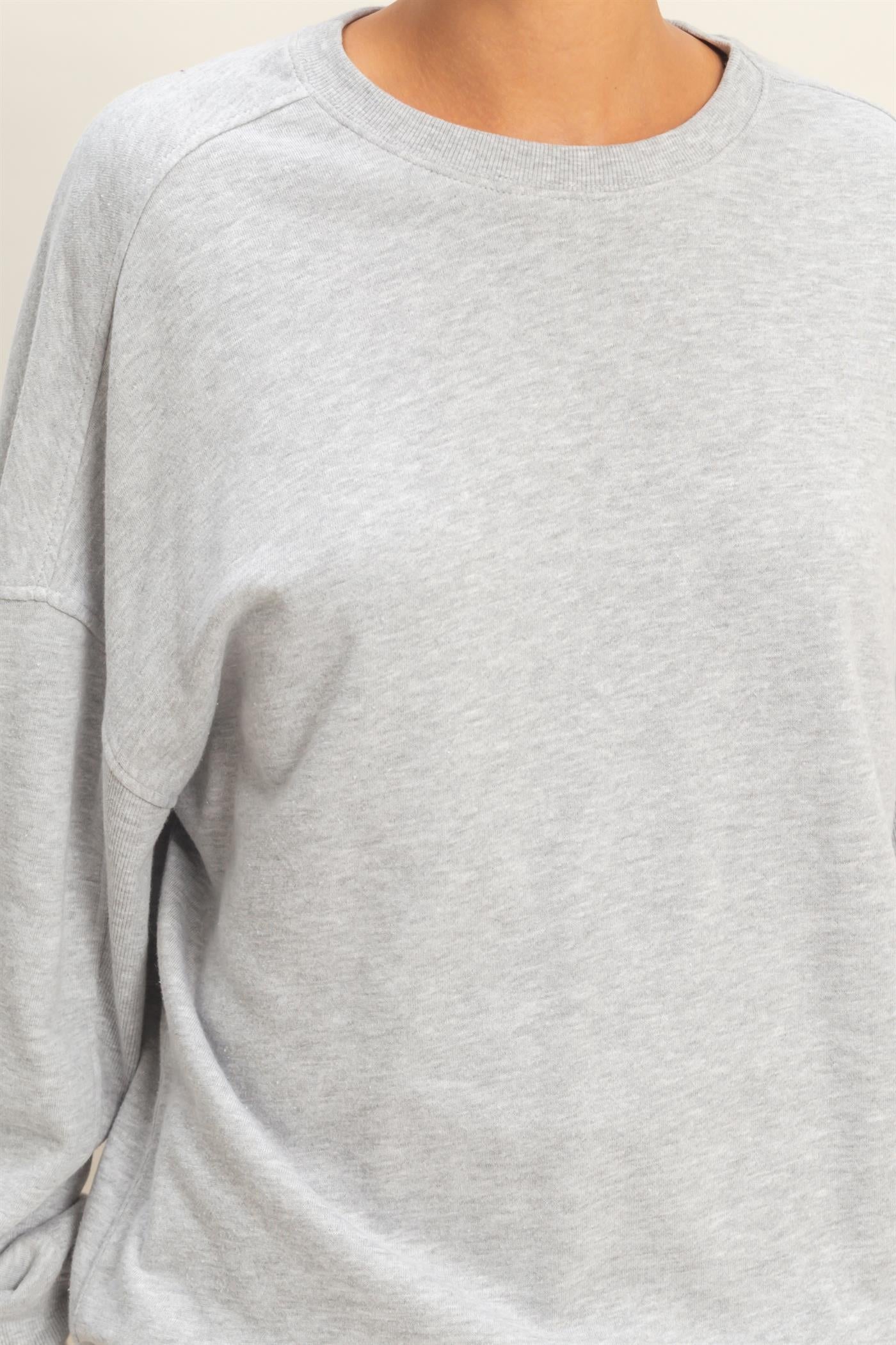 Wholesale Acid Wash Oversized Sweatshirt Sweatshirts DZ26A984 HEATHER GRAY DOUBLE ZERO