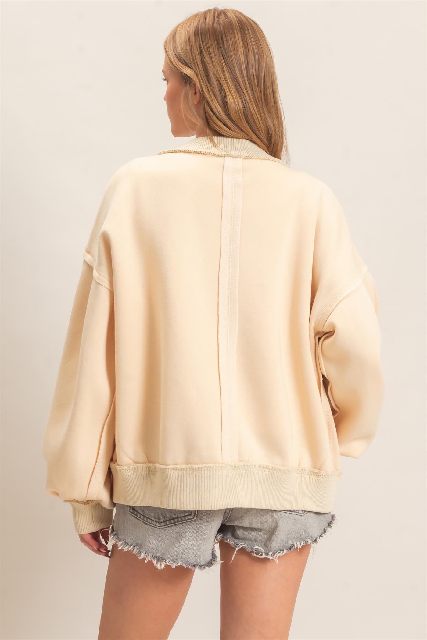 Wholesale Snap Front Jacket Coats & Jackets HF26E003 CREAM HYFVE