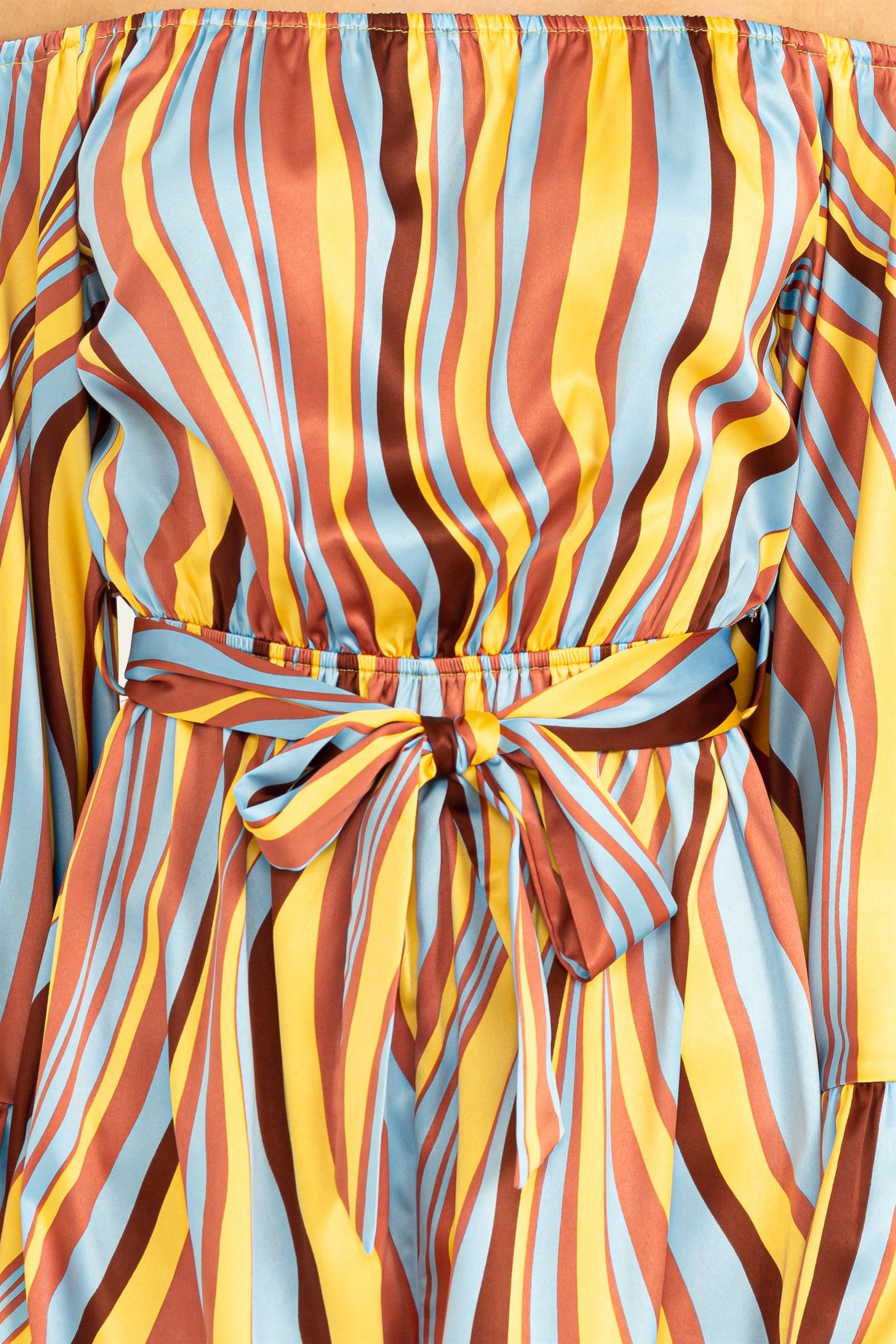 Wholesale Lover Swirl-Print Tie-Front Romper One-Pieces HF23E350 BROWN MULTI HYFVE