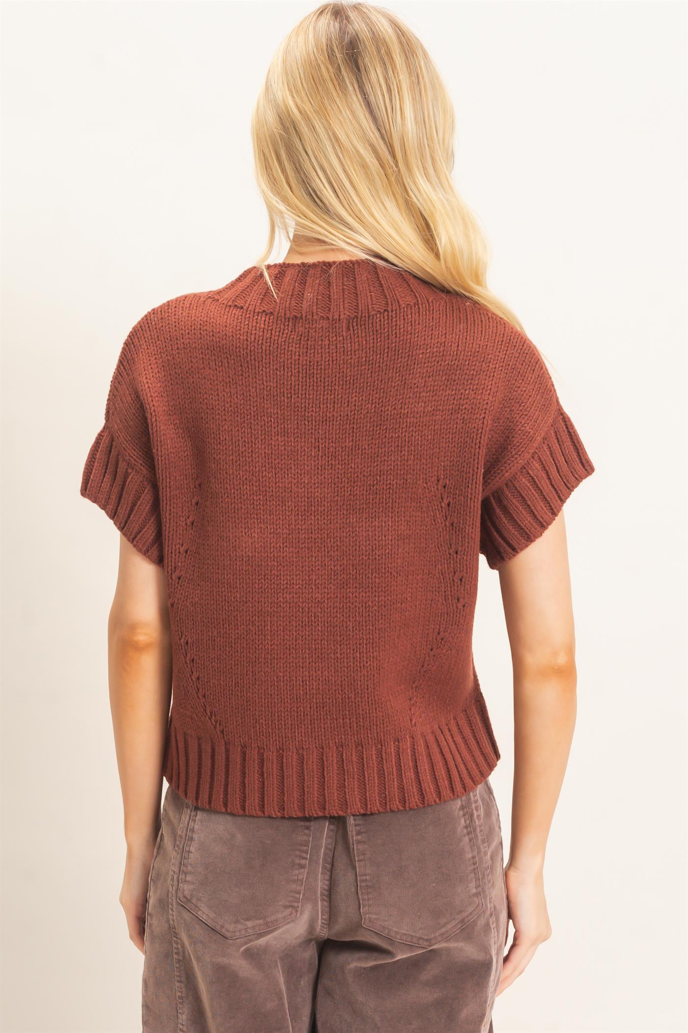 Wholesale Star Pattern Ribbed Sweater Sweaters HF26E051 CHOCOLATE HYFVE