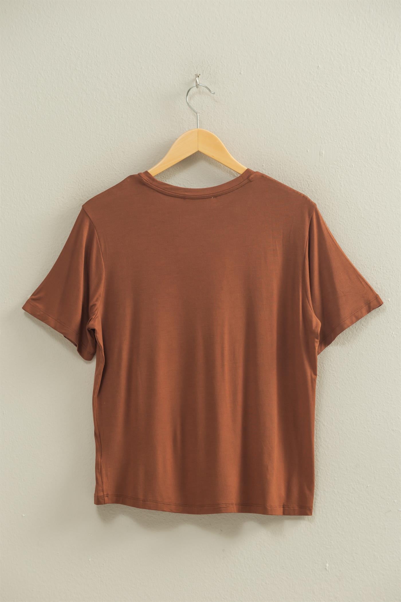 Wholesale Classic Crew Neck Short Sleeve Pocket Top T-Shirts DZ25C922 CHESTNUT DOUBLE ZERO