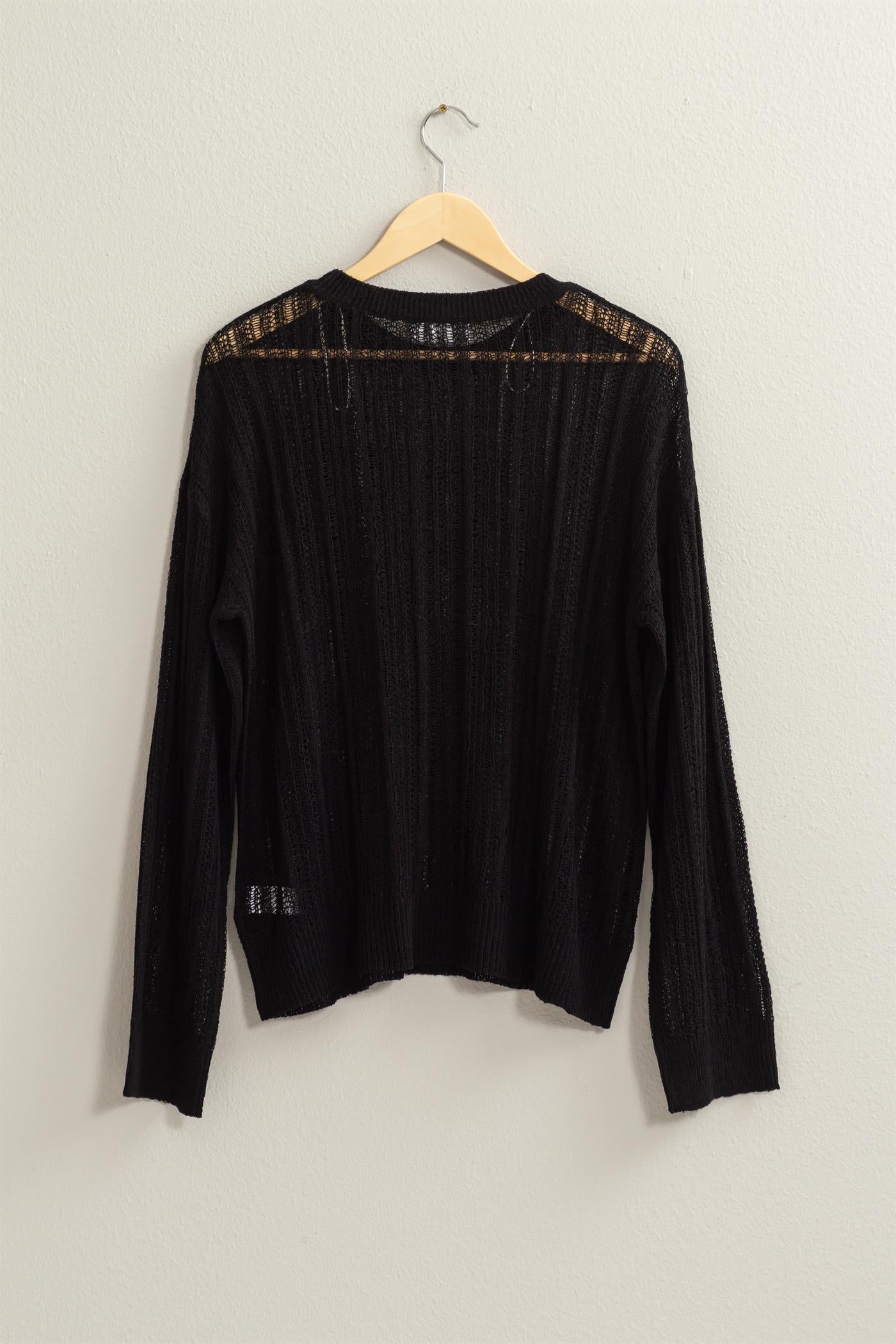 Wholesale Drop Shoulder Sweater Clothing Tops DZ24A477-D BLACK DOUBLE ZERO