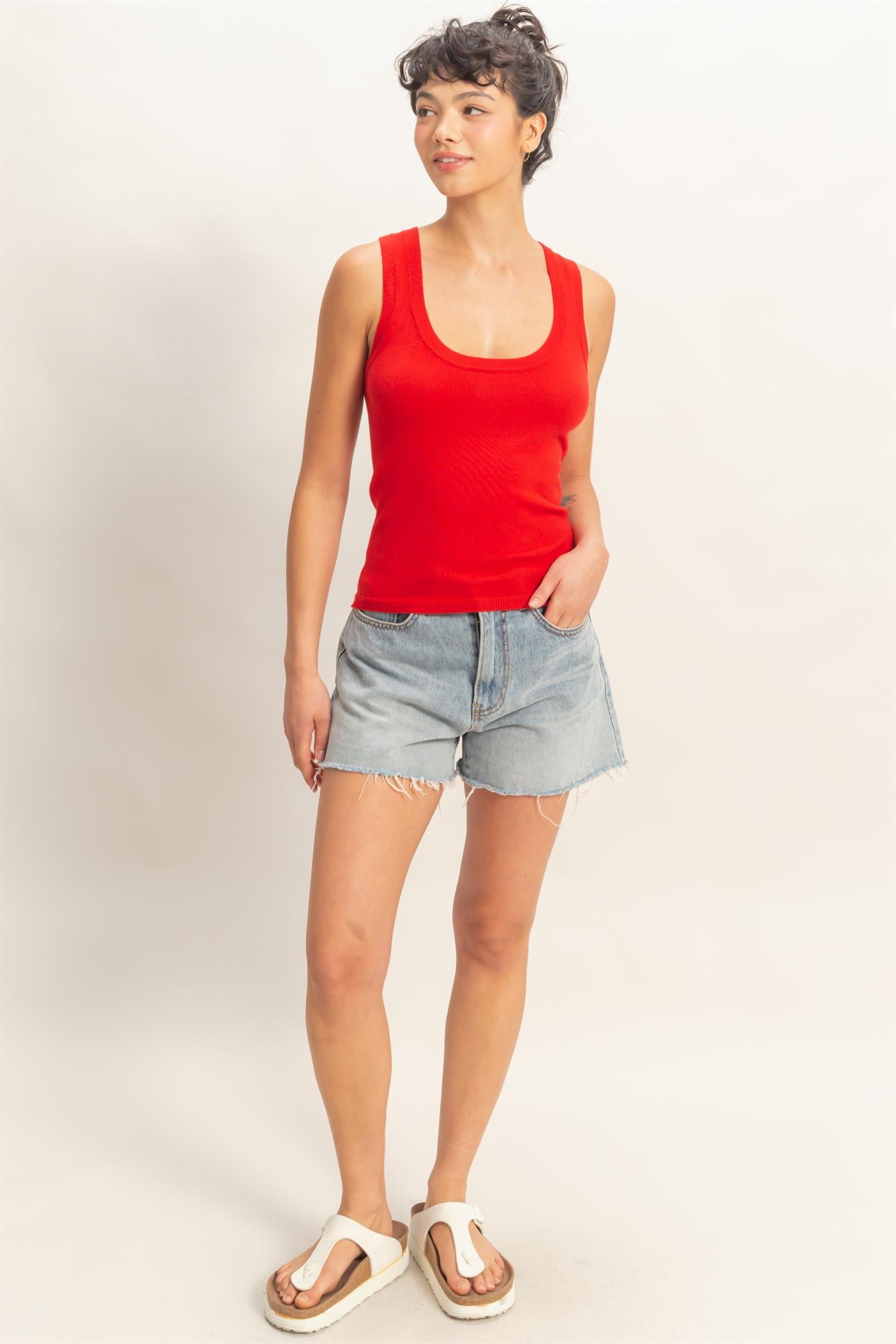Wholesale Scoop Neck Tank Top Clothing Tops DZ26A449 RED DOUBLE ZERO