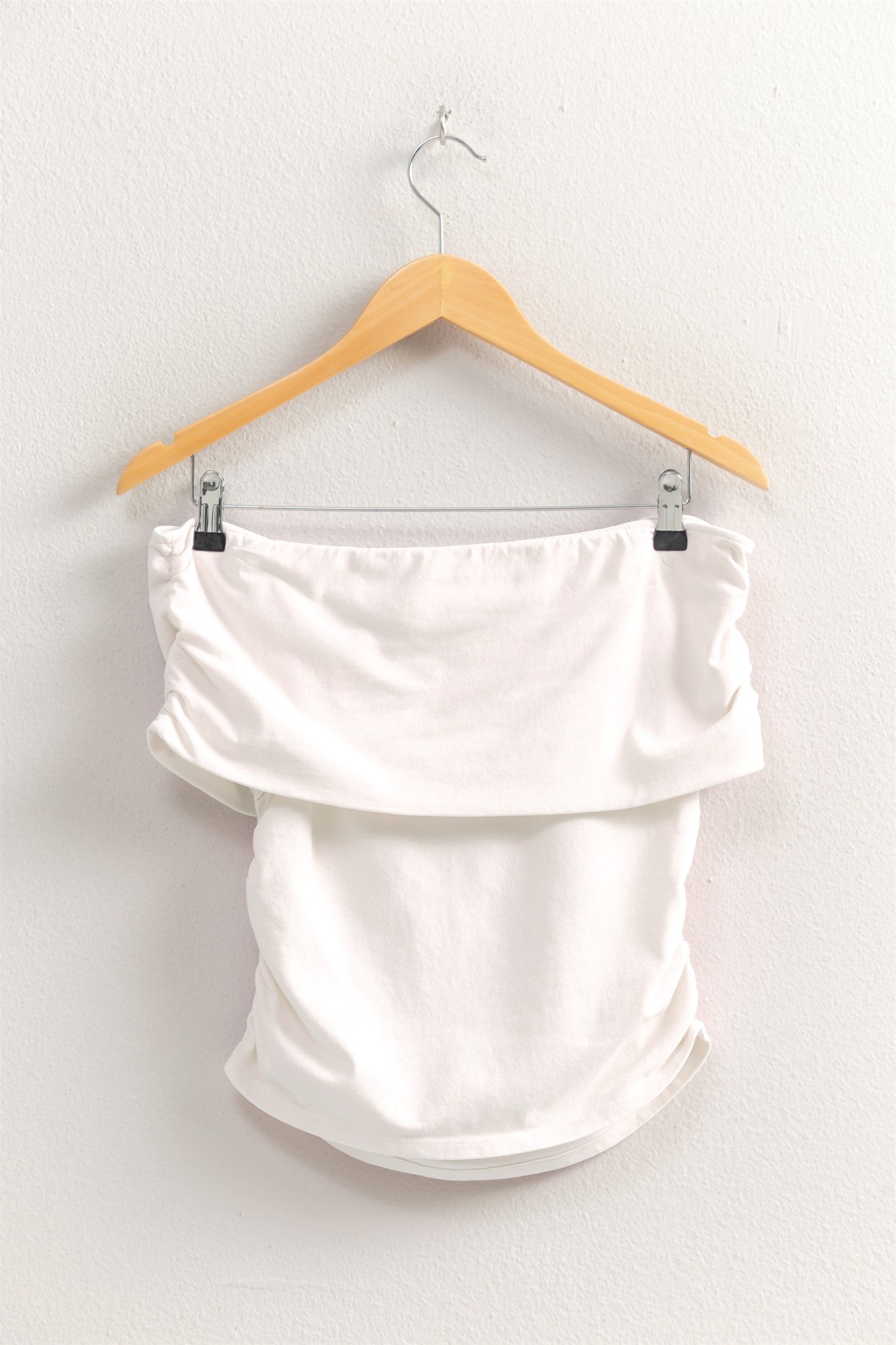 Wholesale Off-The-Shoulder Side Ruched Top Clothing Tops DZ25C848 WHITE DOUBLE ZERO