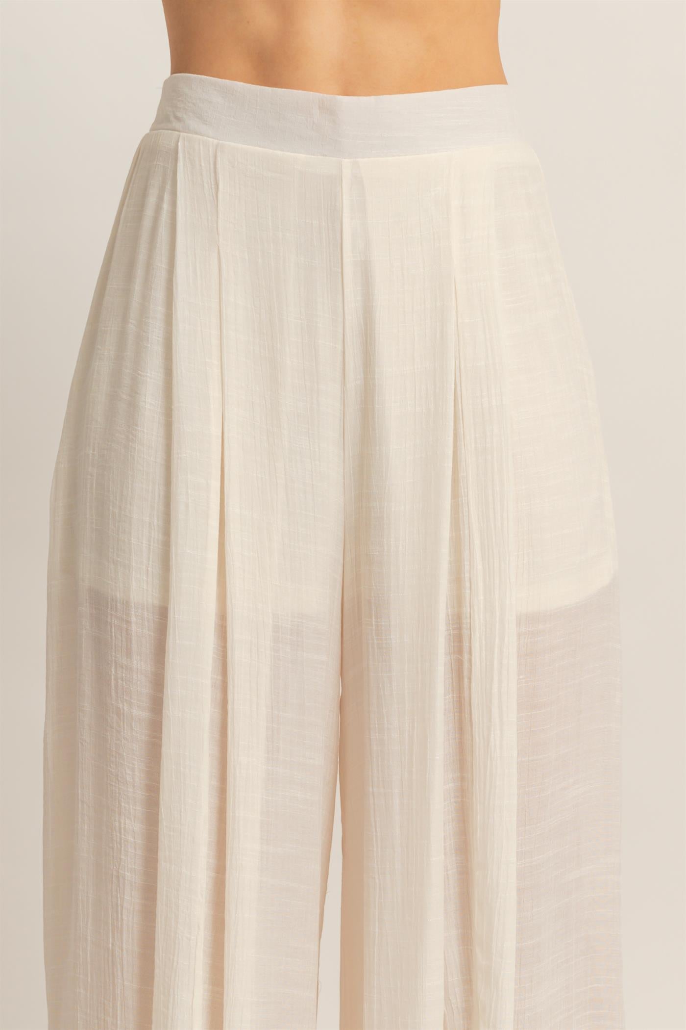 Wholesale Off Shoulder Top & Pleated Pant Set Clothing HF26C291-SET-D CREAM HYFVE