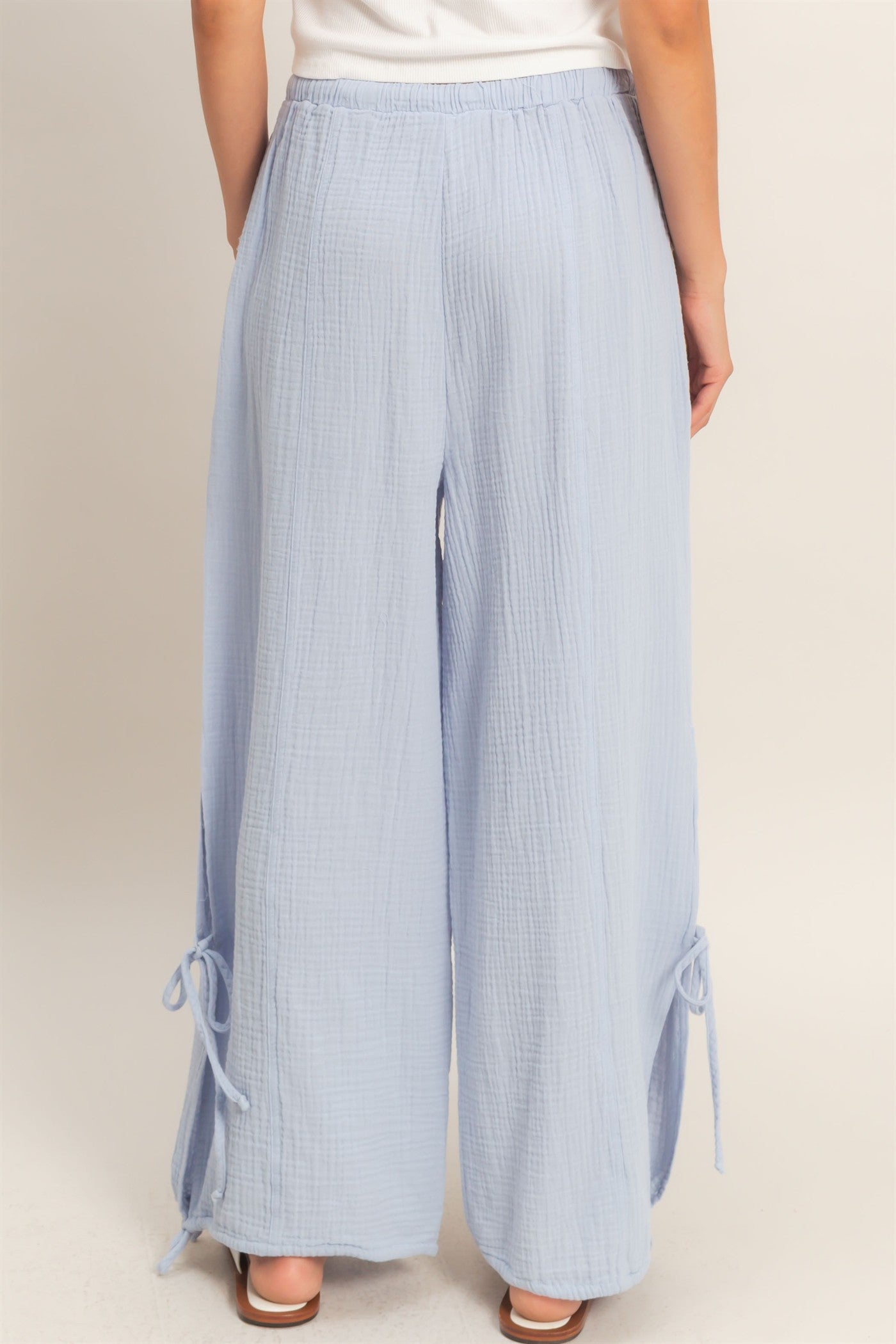 Wholesale Gauze Drawstring Jogger Pants Joggers HF26A822 DUSTY BLUE HYFVE