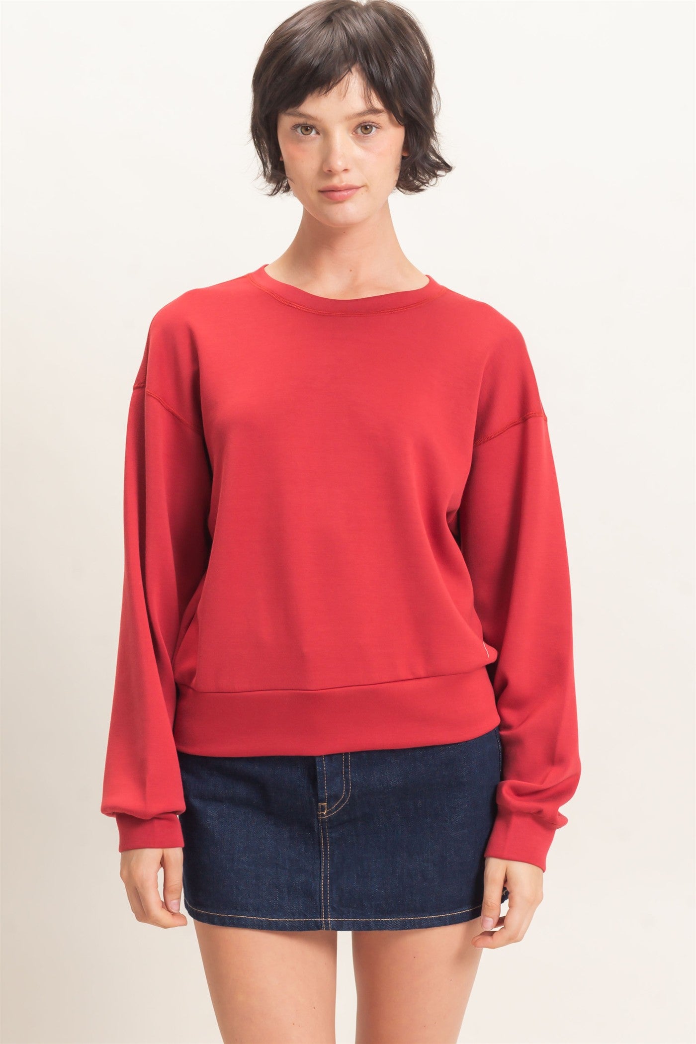 Wholesale Crew Neck Sweatshirt Sweatshirts DZ26C966 DARK RED DOUBLE ZERO