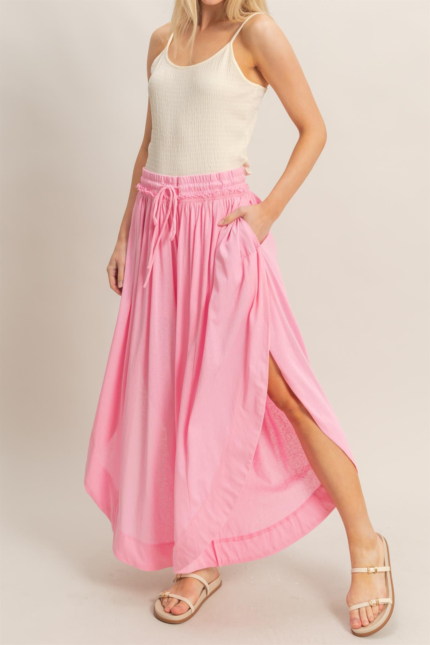 Wholesale Tulip Hem Wide-Leg Pants Pants HF26C047 PINK HYFVE