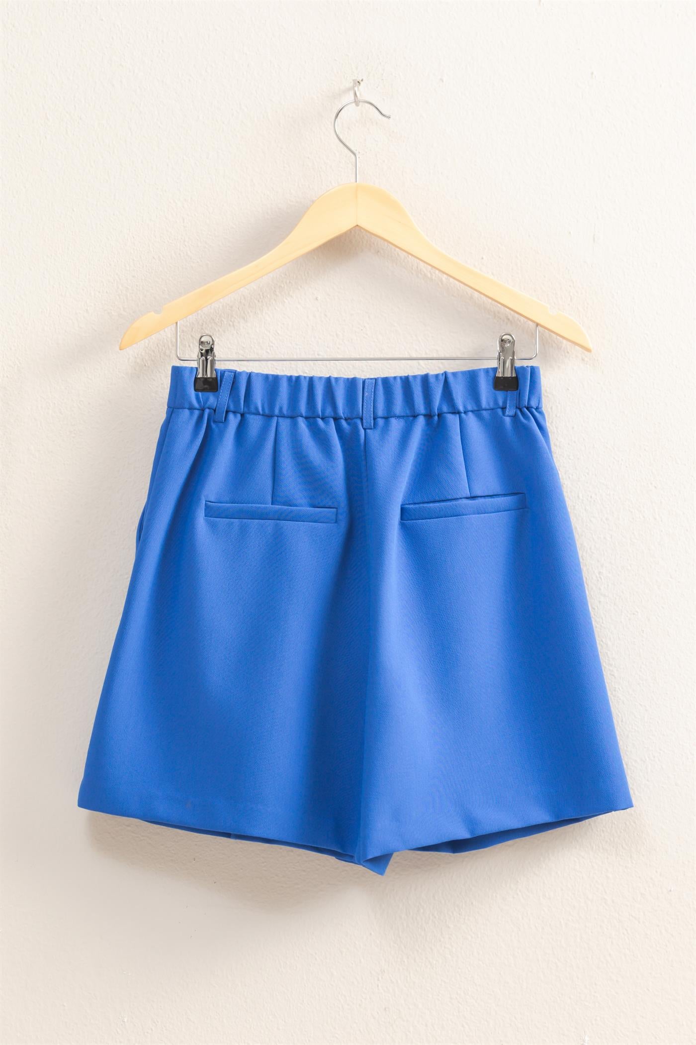 Wholesale High Waist Pleated Chic Shorts Shorts DZ25E127 COBALT DOUBLE ZERO