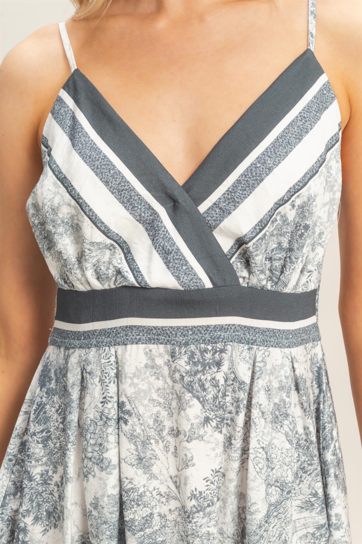 Wholesale Printed V-Neck A-Line Dress Dresses HF26A144 GRAY HYFVE