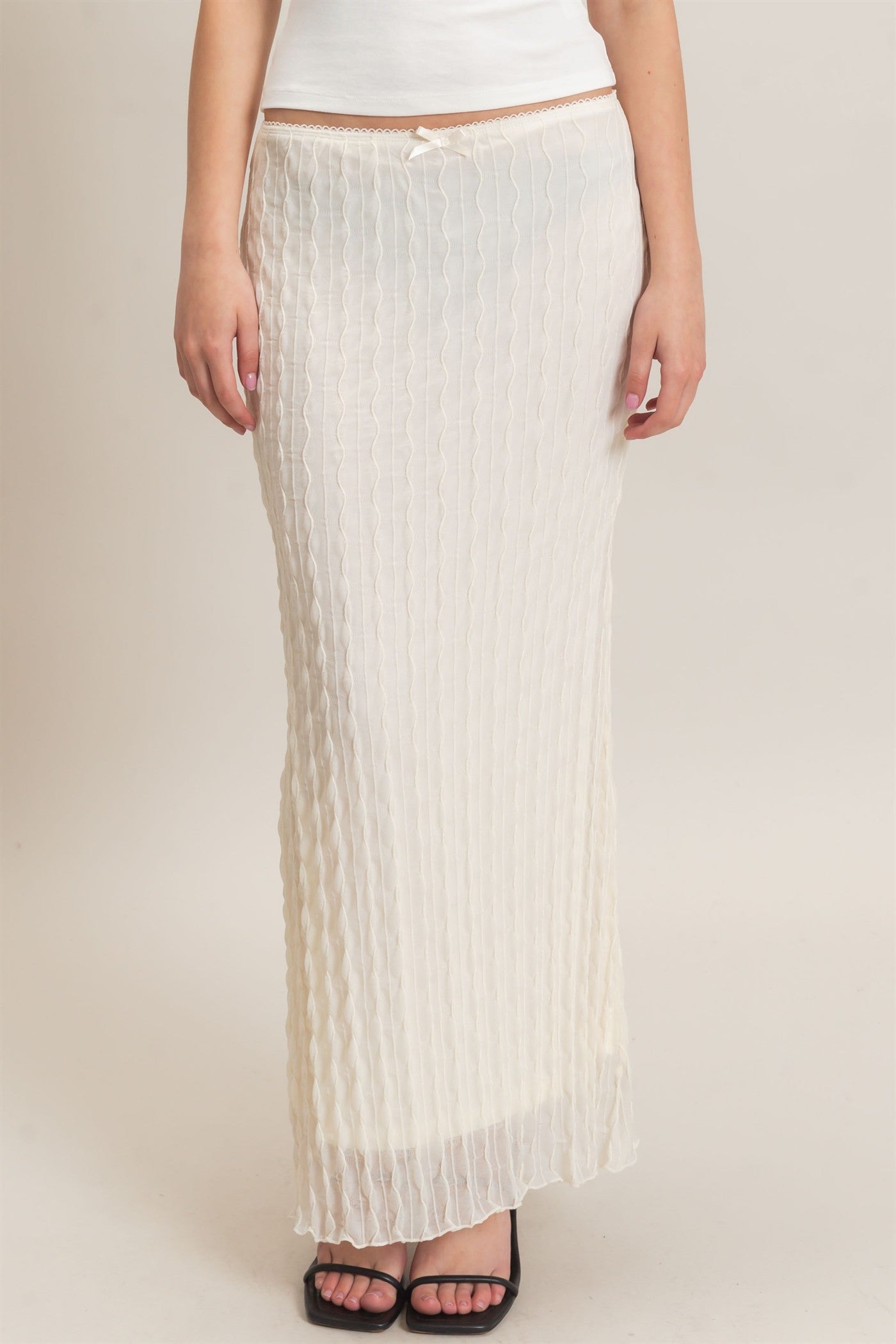 Wholesale Textured Maxi Skirt Skirts HF26F074 IVORY HYFVE