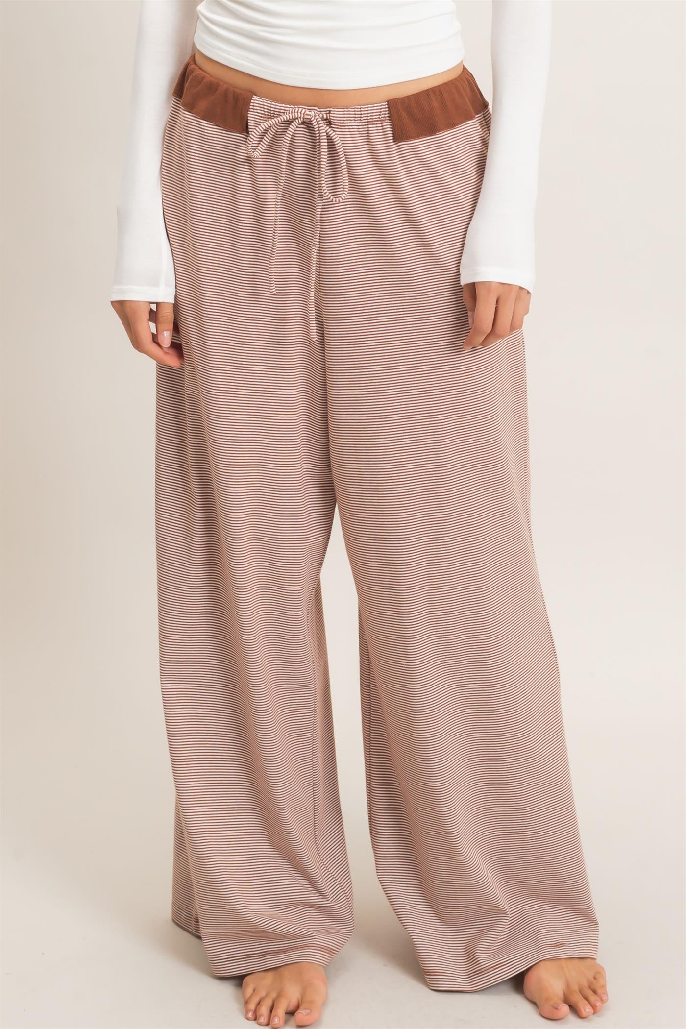 Wholesale Striped Wide-Leg Pants Pants HF26E818 BRICK HYFVE