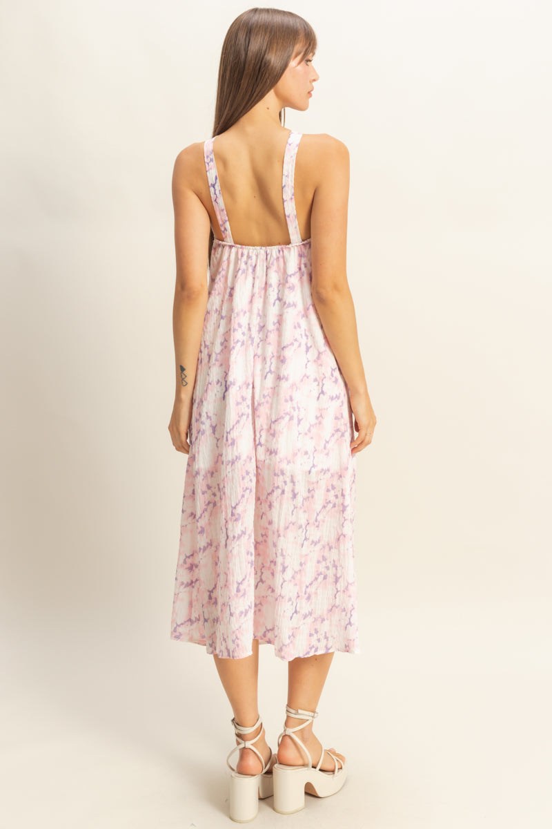 Wholesale Halter Cross Neck Backless Maxi Dress Dresses HF22E496 PINK HYFVE