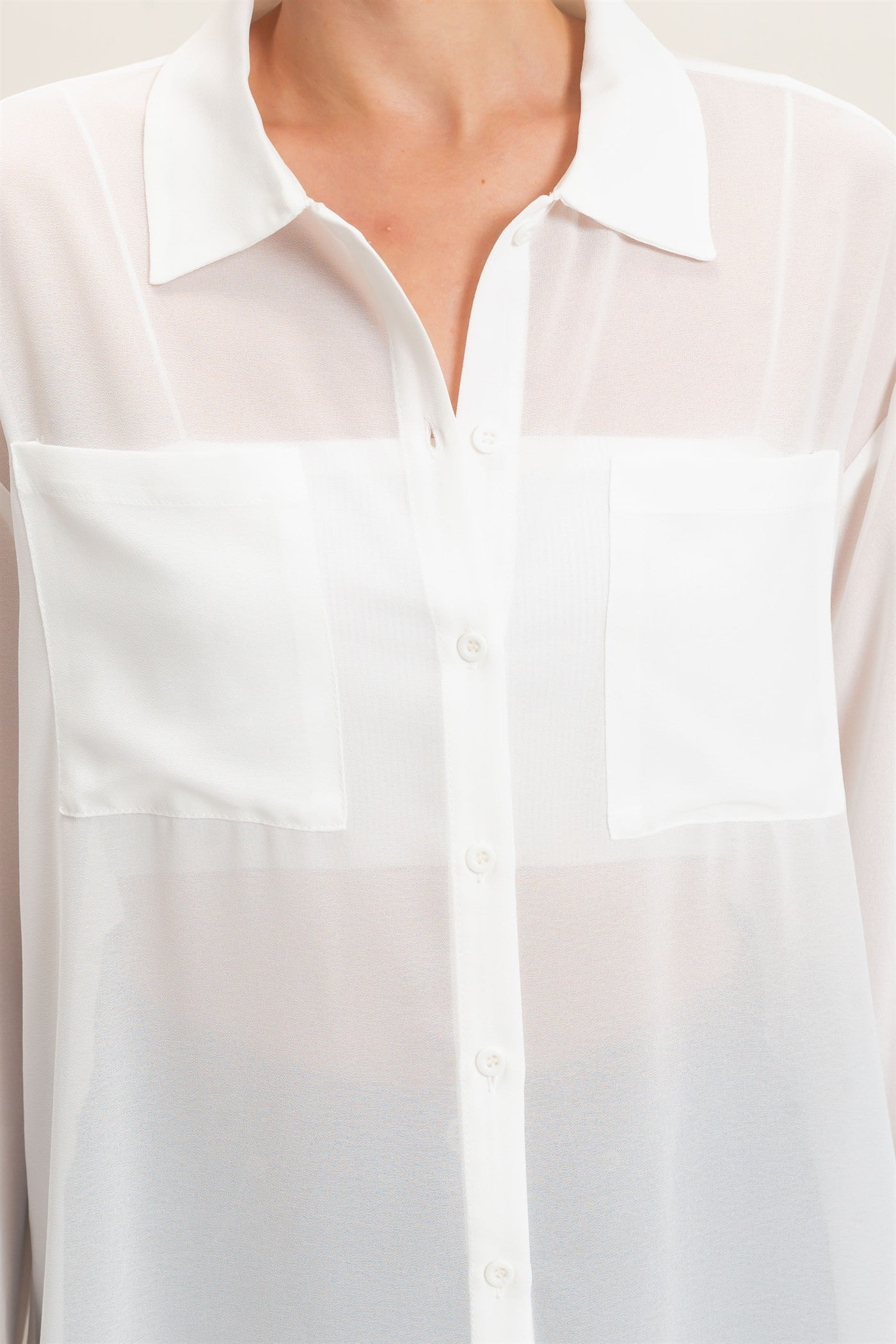 Wholesale Button-Down Collar Blouse Shirts HF26F067 OFF WHITE HYFVE