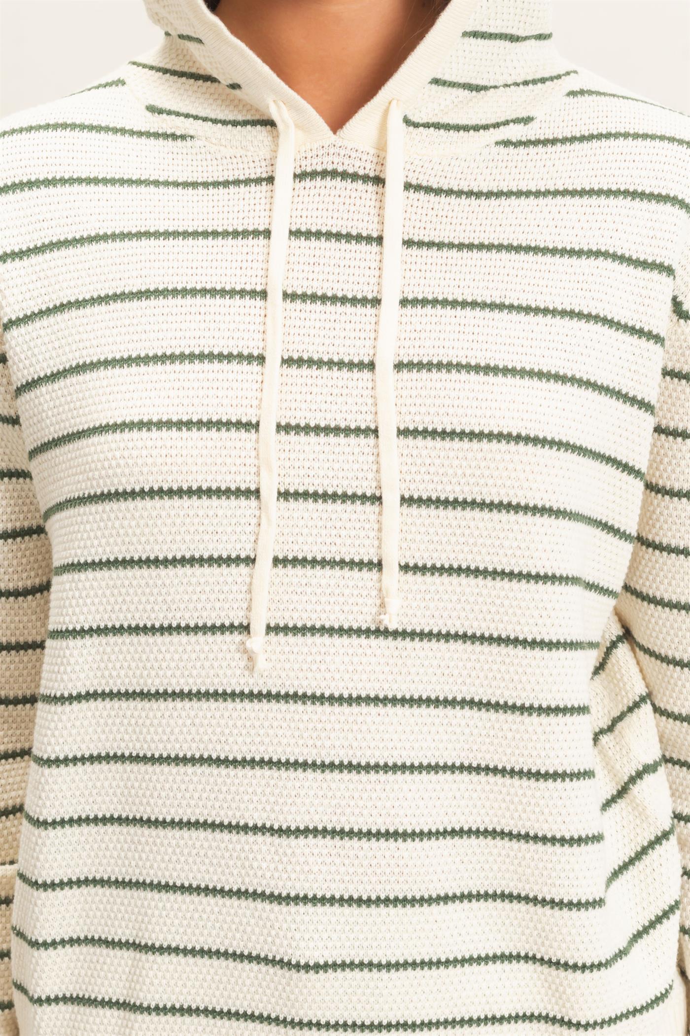 Wholesale Striped Hooded Sweater Hoodies DZ26C972 DARK GREEN DOUBLE ZERO