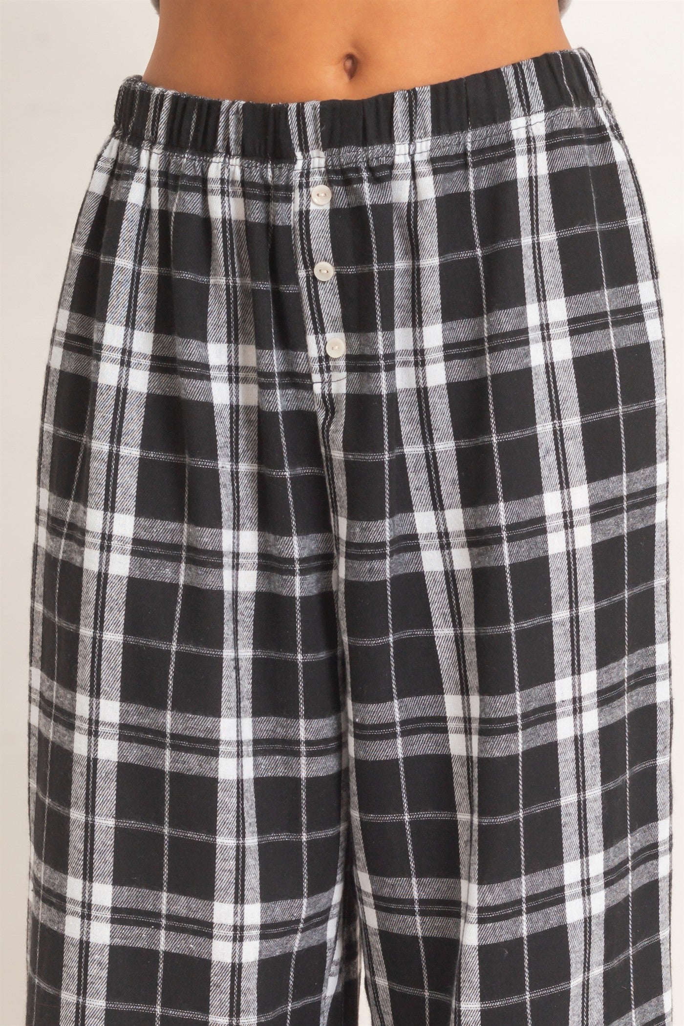 Wholesale Plaid Wide-Leg Pants Pants DZ26F271 BLACK DOUBLE ZERO