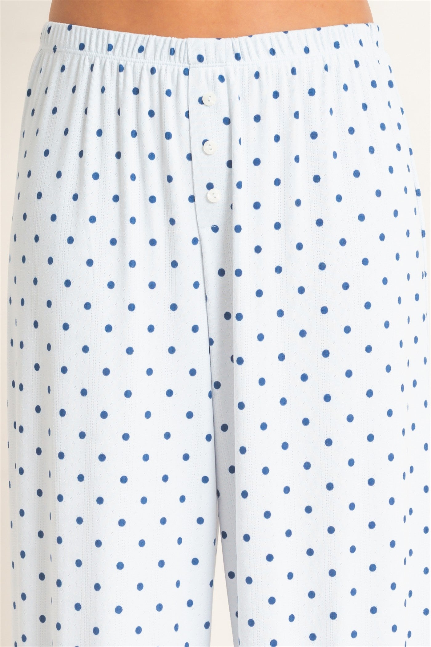 Wholesale Polka Dot Wide Leg Pants Pants DZ27A168 LIGHT BLUE DOUBLE ZERO