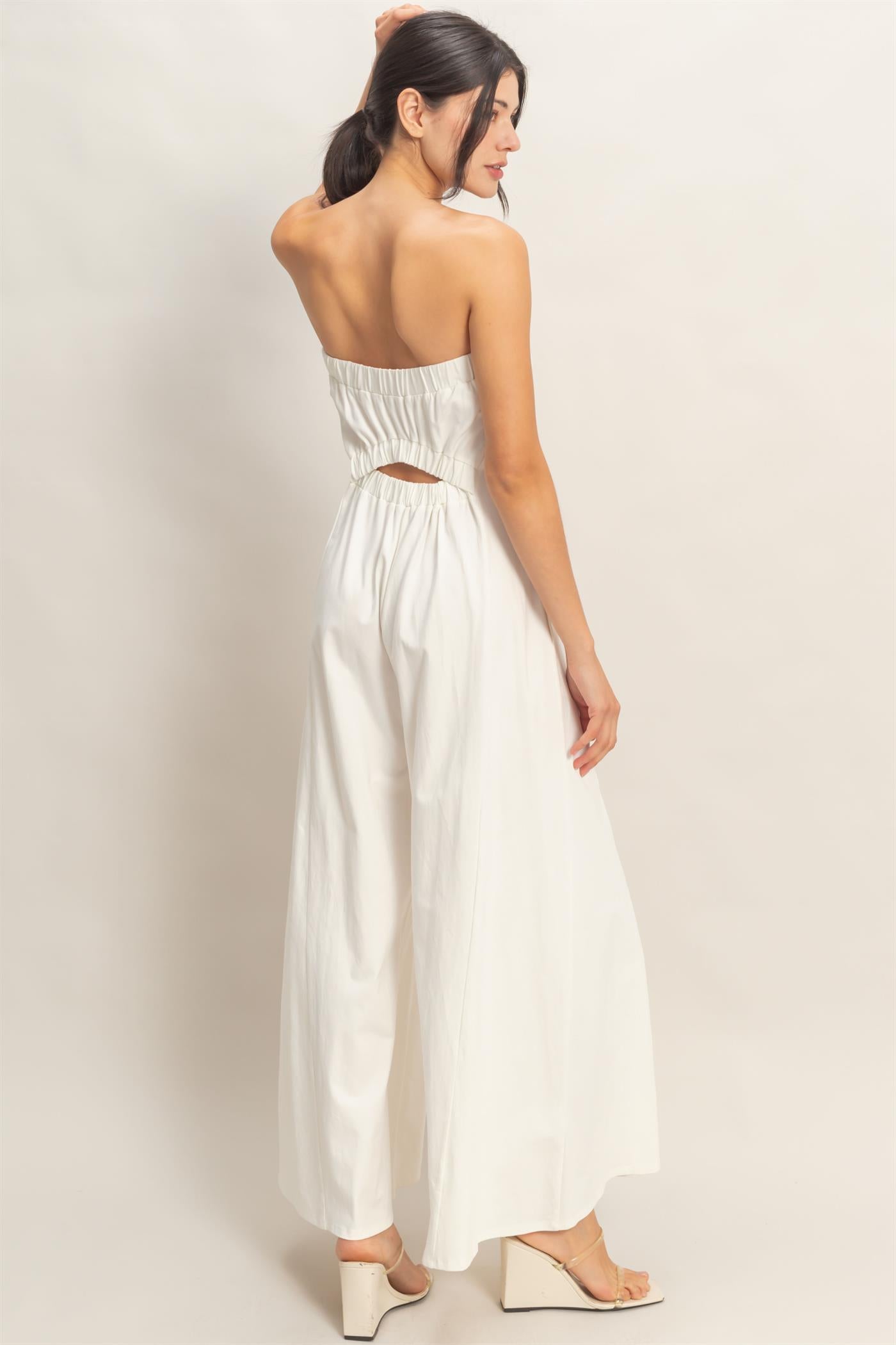 Wholesale Strapless Wide-Leg Jumpsuit Clothing HF26C314 OFF WHITE HYFVE