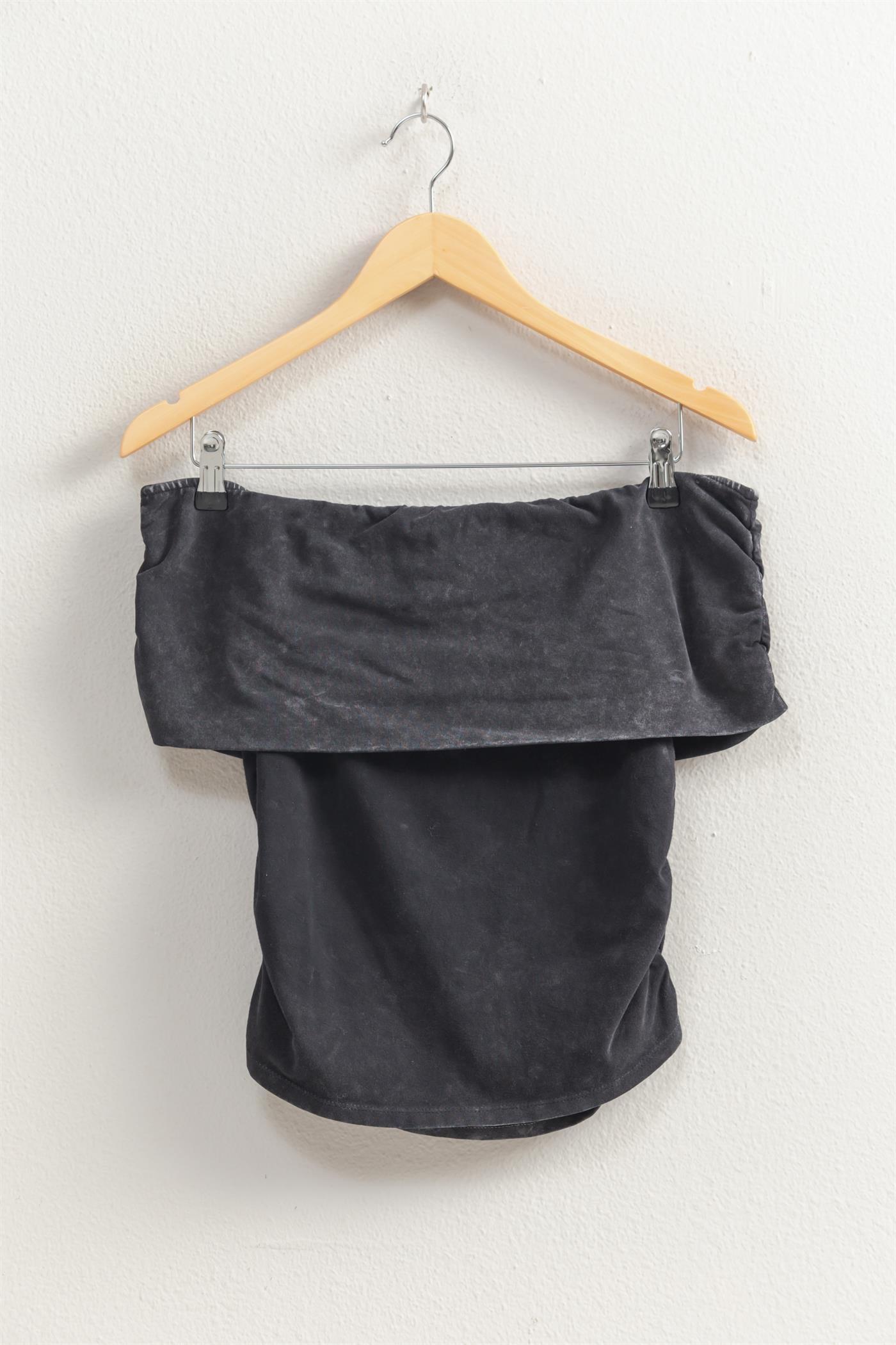 Wholesale Off-The-Shoulder Side Ruched Top Clothing Tops DZ25C848 BLACK DOUBLE ZERO