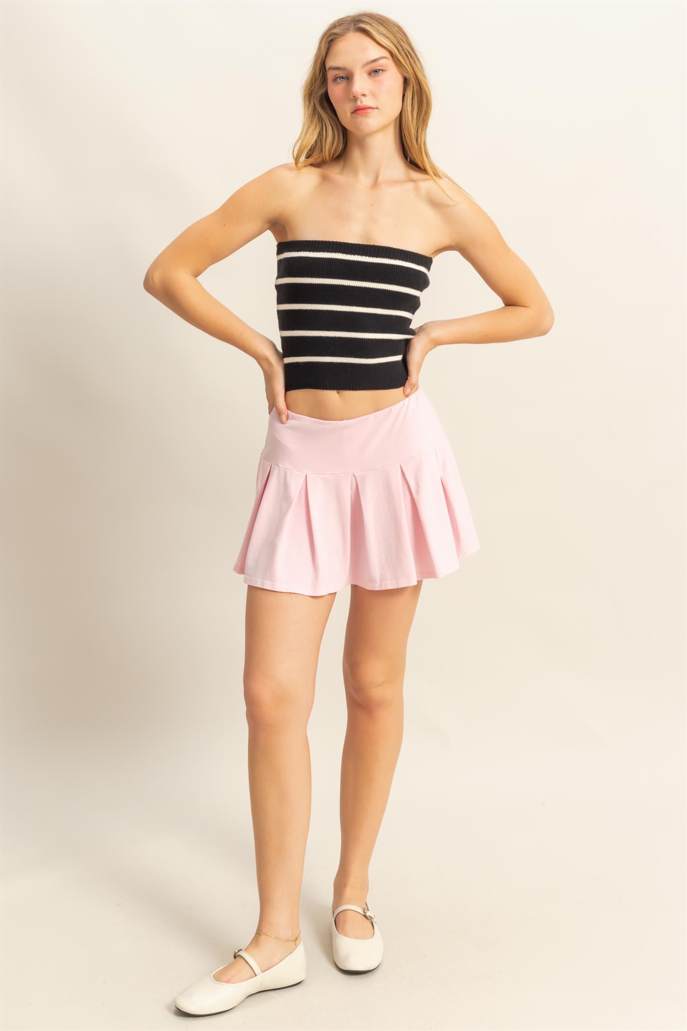 Wholesale Mid Rise Pleated Mini Skort Skorts DZ25A930 SOFT PINK DOUBLE ZERO
