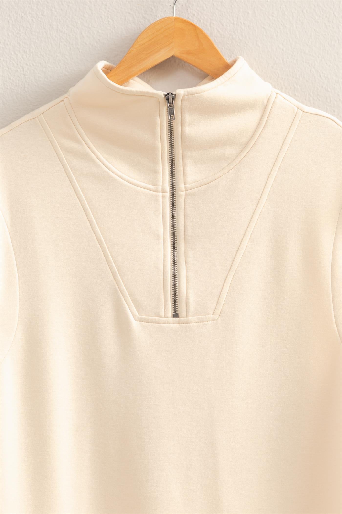 Wholesale Mock Neck Half Zip Up Sleeveless Top Clothing Tops DZ25C571 ALPACA DOUBLE ZERO