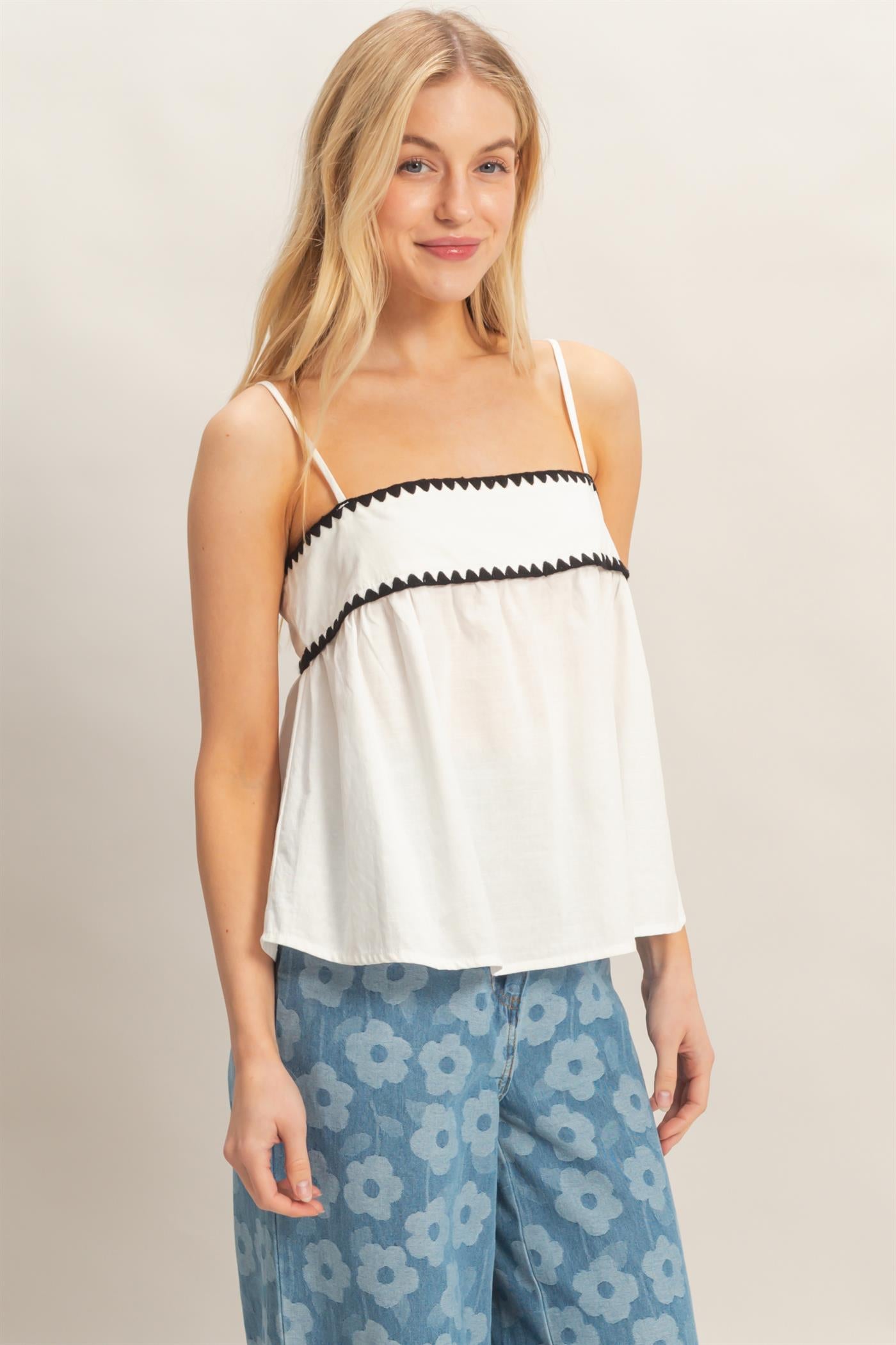 Wholesale Sleeveless Babydoll Top Blouses HF26A485 WHITE HYFVE