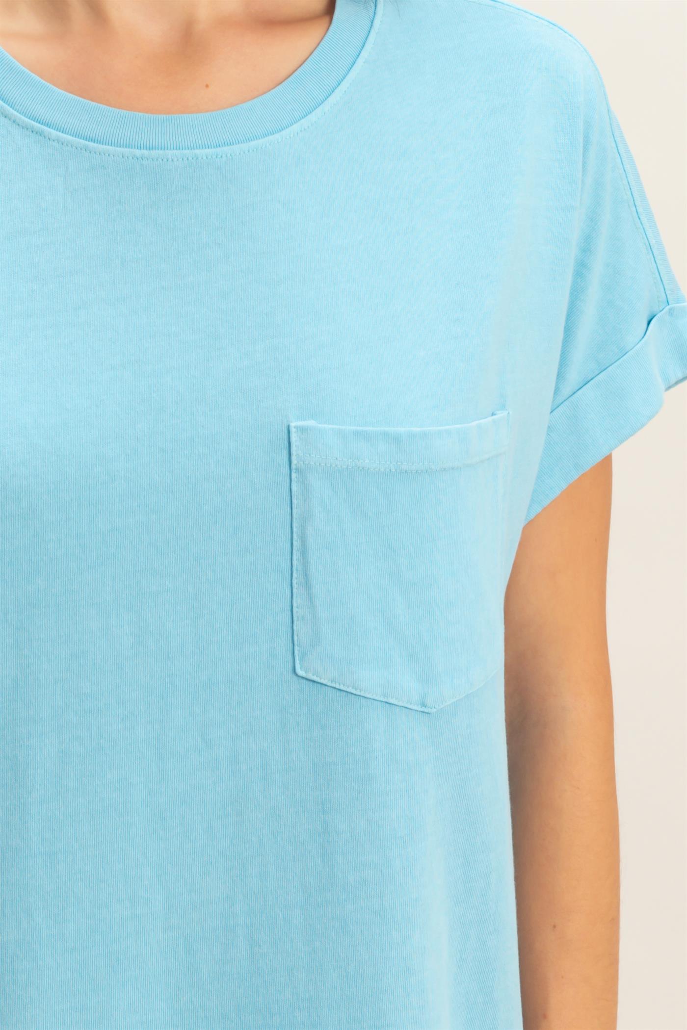 Wholesale Round Neck T-Shirt Mini Dress Dresses DZ26A029 BLUE DOUBLE ZERO