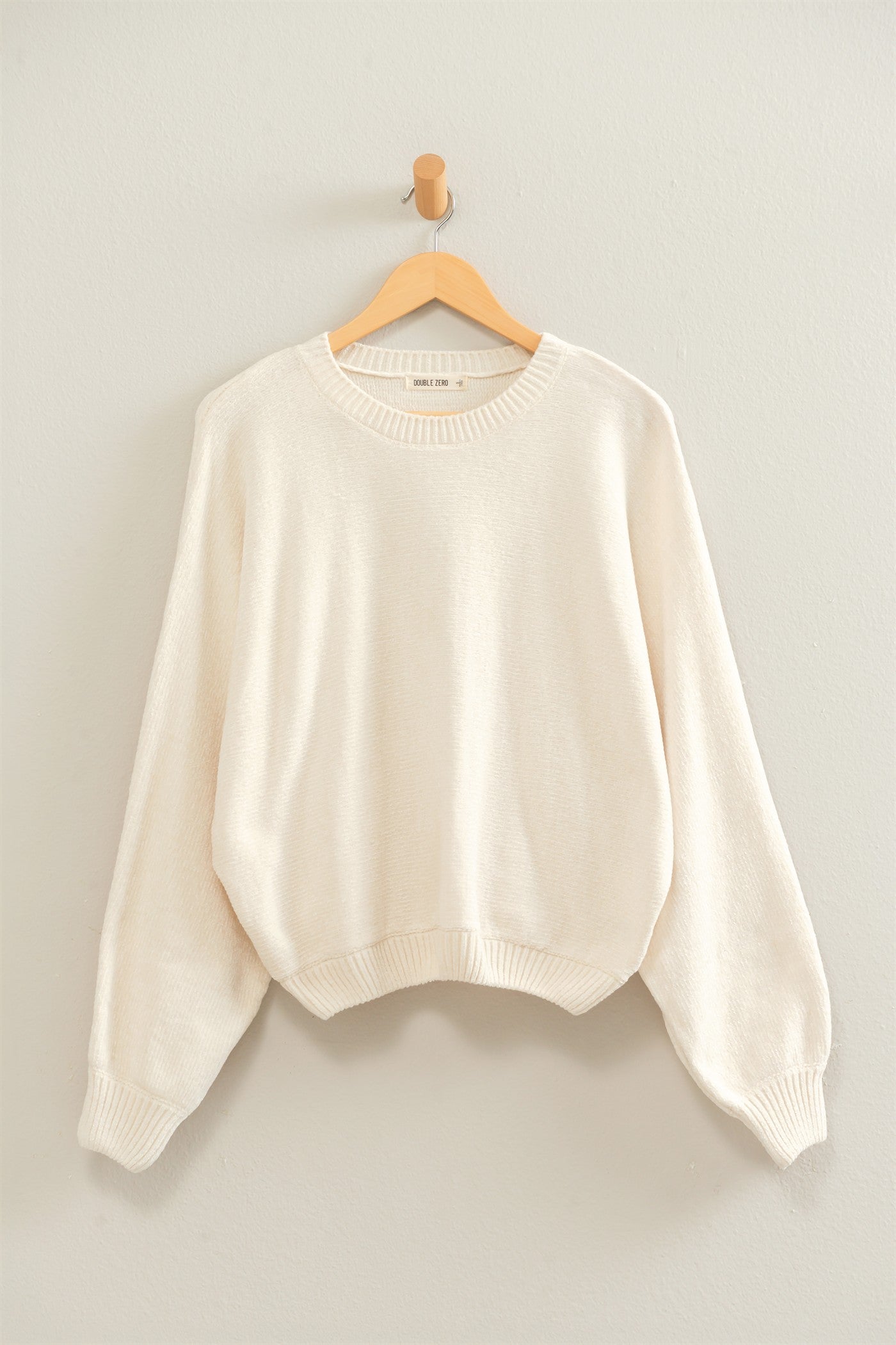 Wholesale Chenille Crew Neck Sweater Sweaters DZ26E264 CREAM DOUBLE ZERO