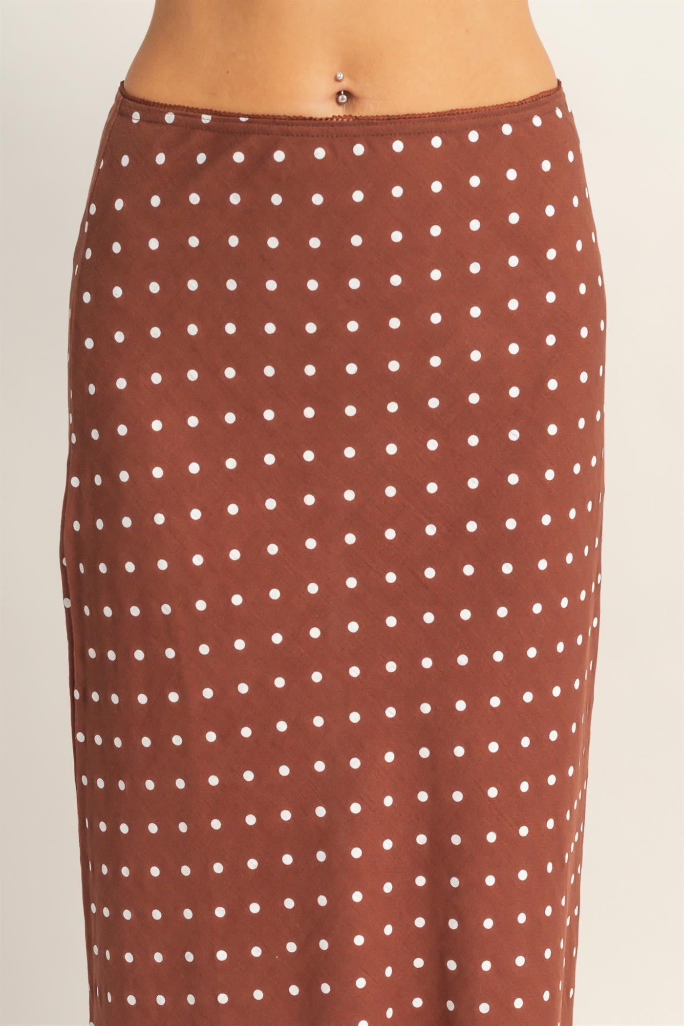 Wholesale Polka Dot A-Line Skirt Skirts HF26E416-D CHESTNUT HYFVE
