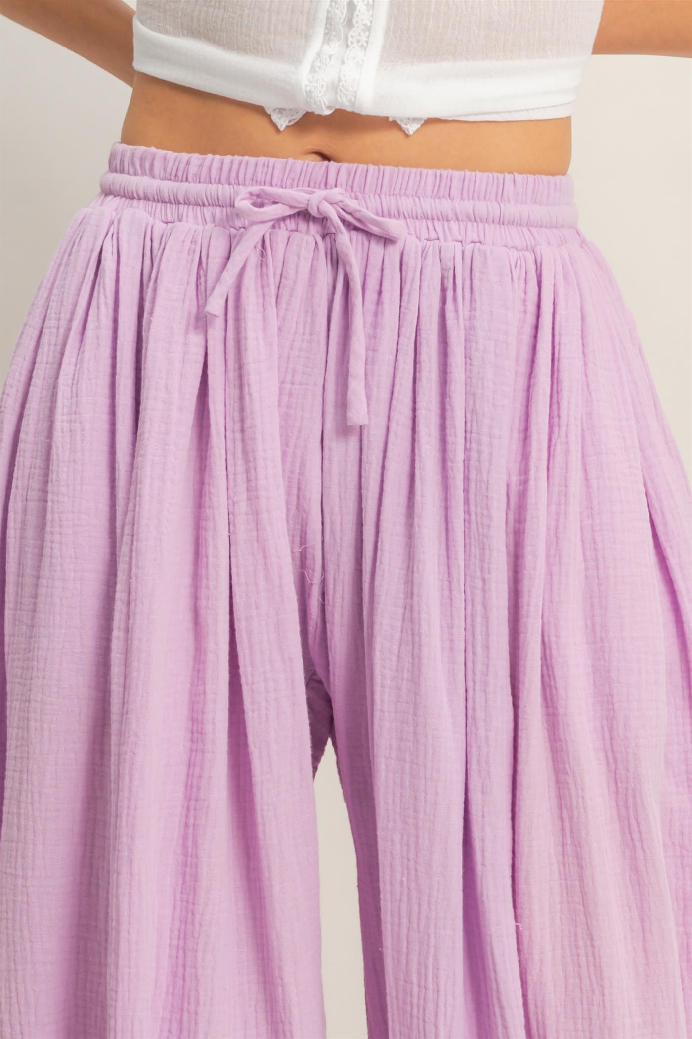 Wholesale Gauzed Elastic Waist Balloon Joggers Pants Pants HF26C320 PINK HYFVE