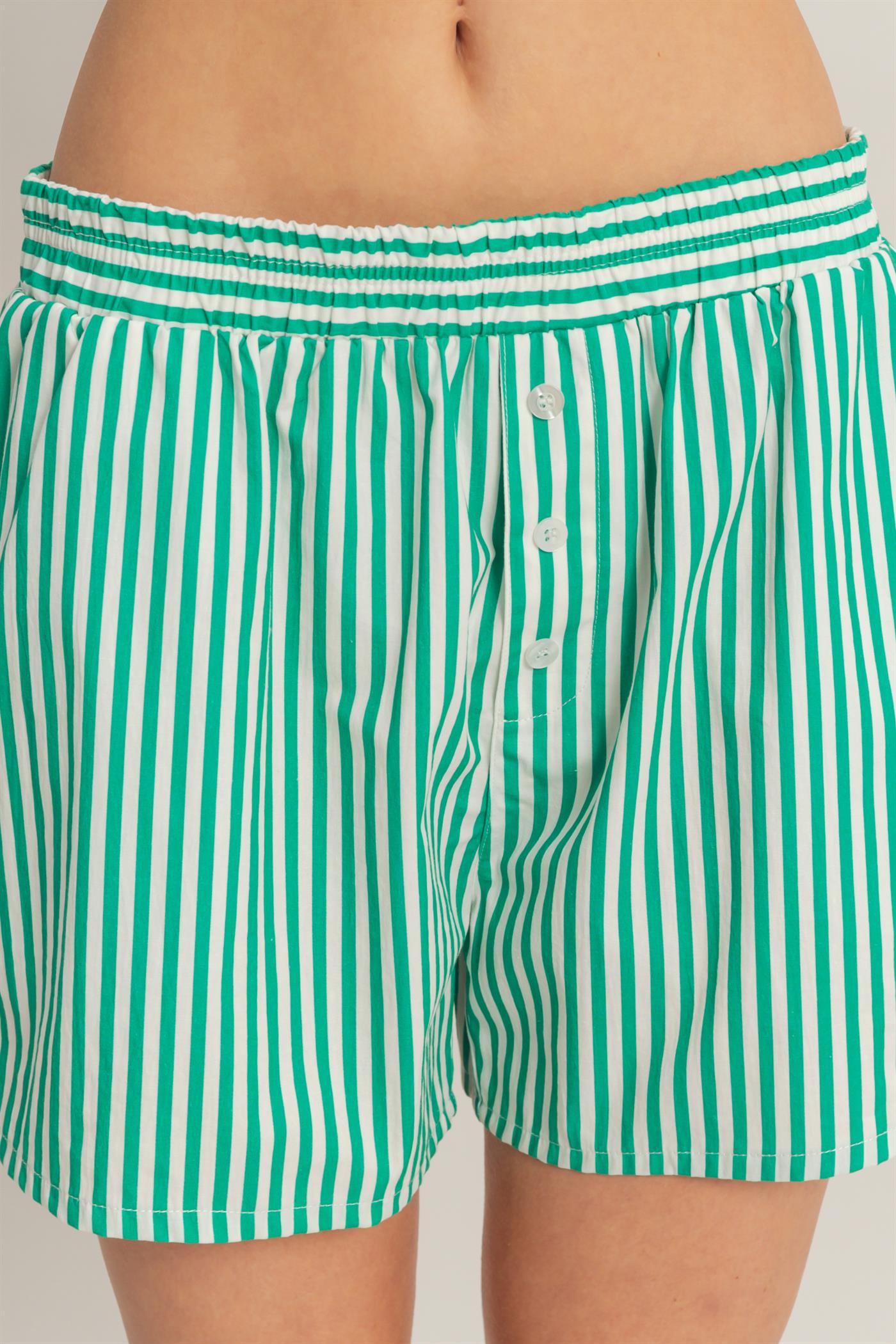 Wholesale Striped Elastic Waist Boxer Shorts Shorts DZ26C039 GREEN DOUBLE ZERO