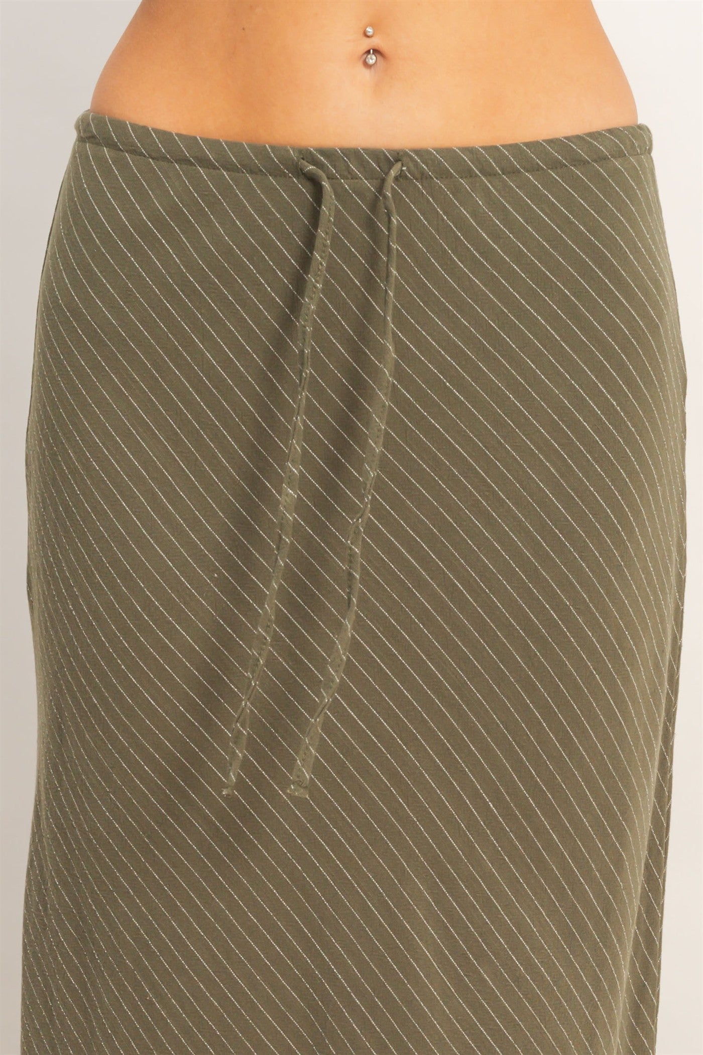 Wholesale Bias Cut Striped Midi Skirt Skirts HF26C388 OLIVE HYFVE