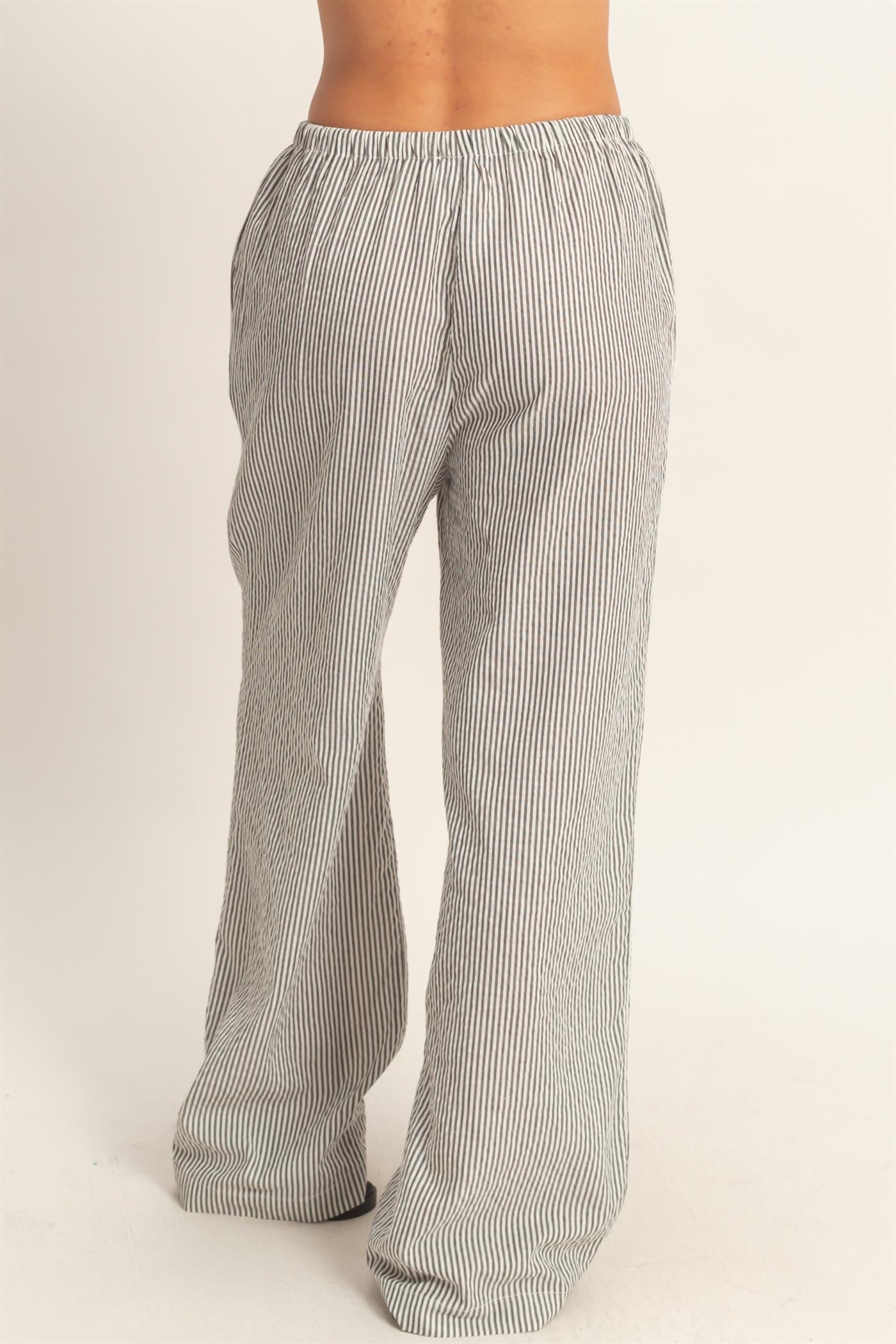 Wholesale Striped Wide Leg Pants Pants DZ26A752 BLACK DOUBLE ZERO