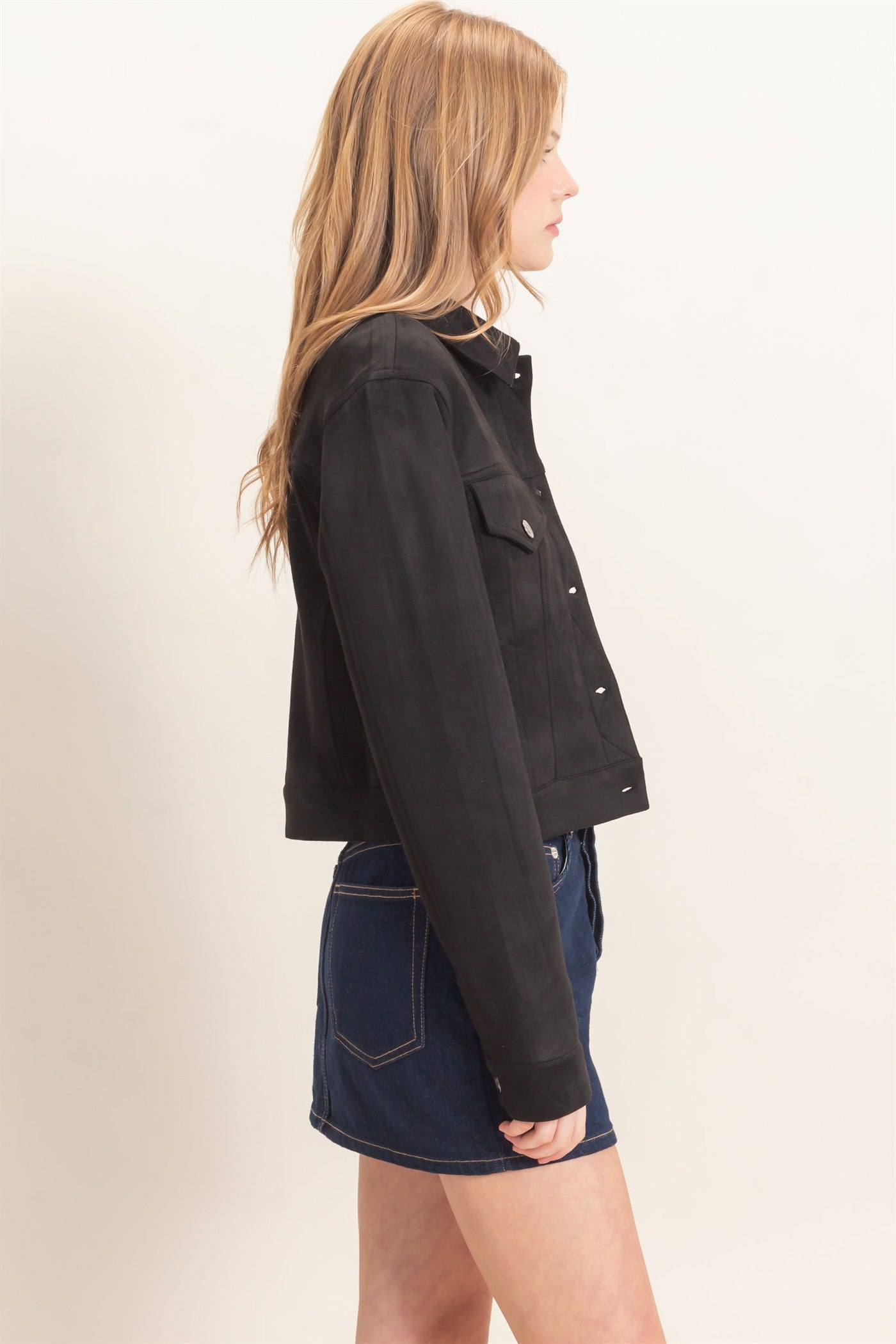Wholesale Button-Up Suede Jacket Coats & Jackets HF26C772 BLACK HYFVE