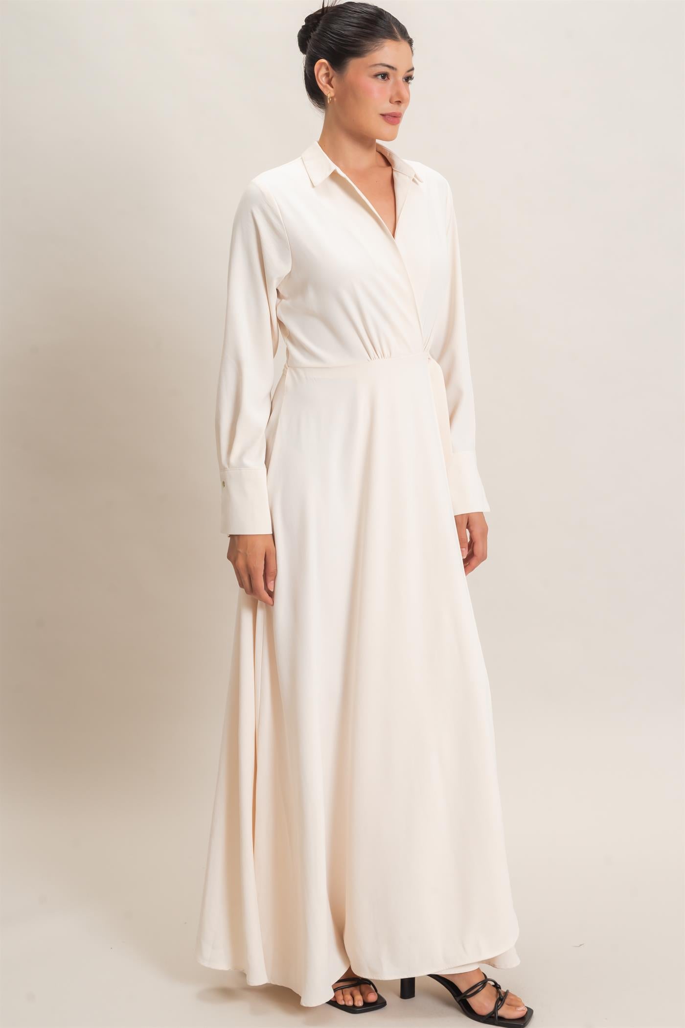 Wholesale Collared Wrap Shirt Dress Dresses HF25E869 ALPACA HYFVE