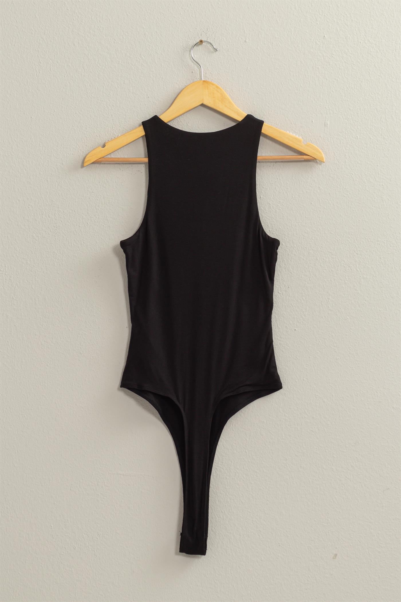 Wholesale Sleeveless Tank Top Bodysuit Clothing Tops DZ24A893-D BLACK DOUBLE ZERO
