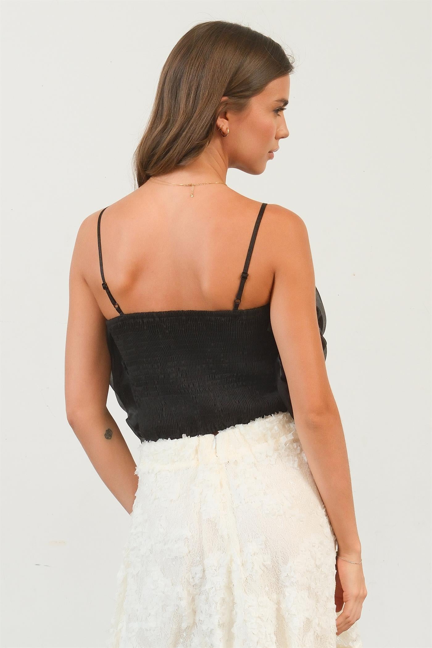 Wholesale 3D Flower Decor Cami Tank Top Clothing Tops HF24G115 BLACK HYFVE