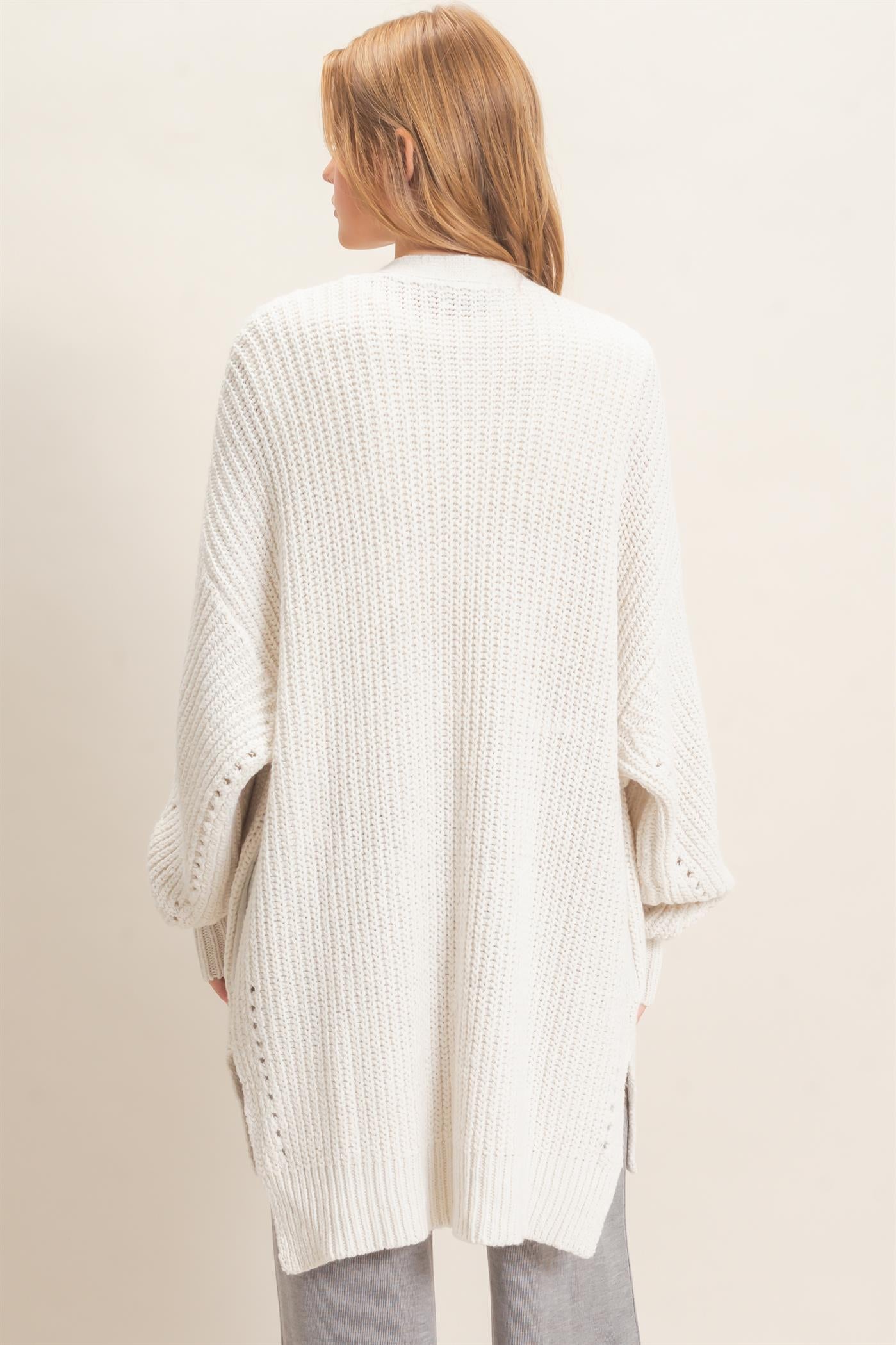 Wholesale Open-Front Cardigan Cardigans HF26C410 IVORY HYFVE