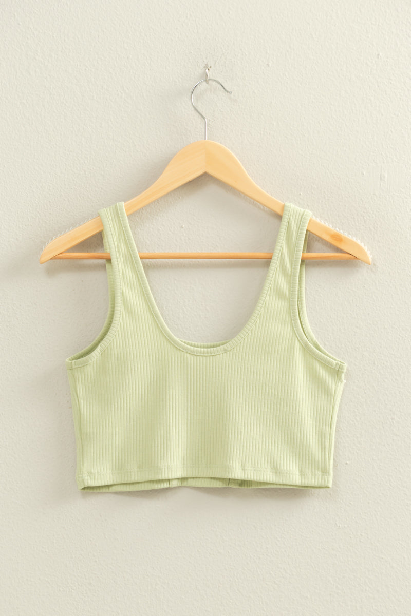 Wholesale Cropped Ribbed Tank Top Clothing Tops DZ22E144 PASTEL GREEN DOUBLE ZERO