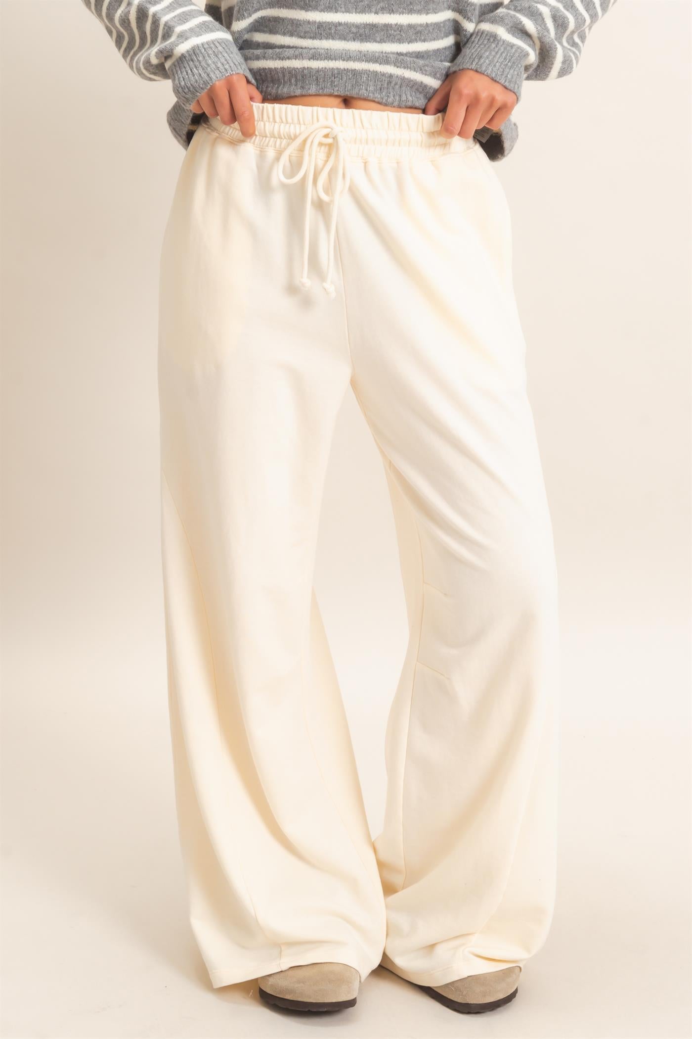 Wholesale Mineral Washed Wide Leg Pants Pants DZ26F082 ALPACA DOUBLE ZERO