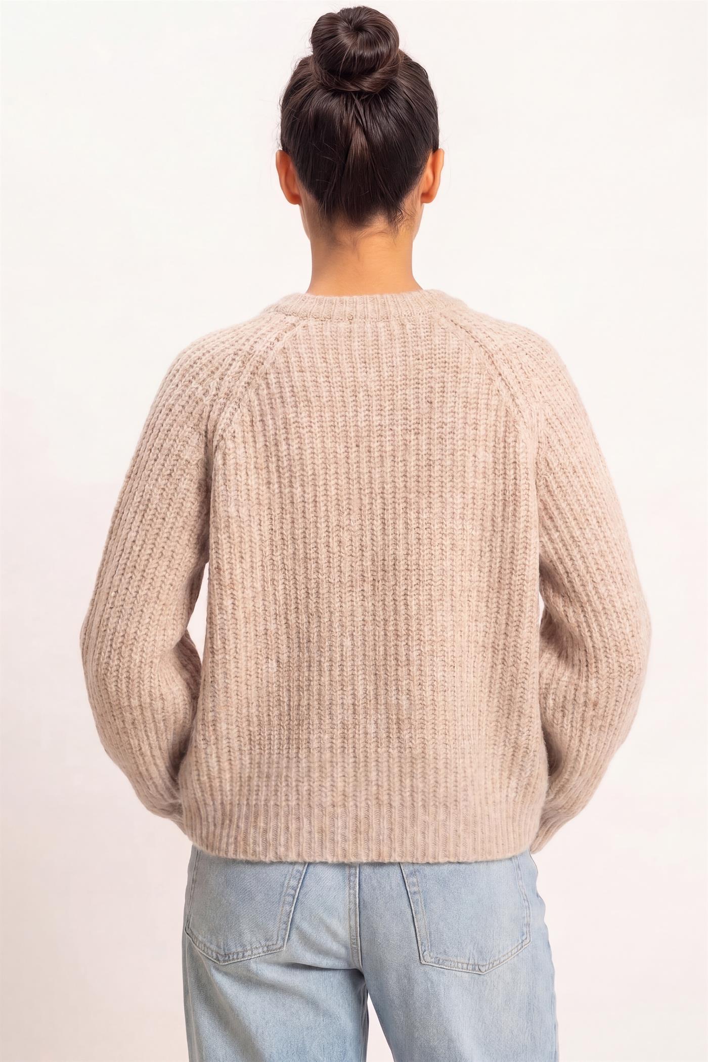 Wholesale Ribbed Button Front Cardigan Cardigans DZ26E109 DARK TAUPE DOUBLE ZERO