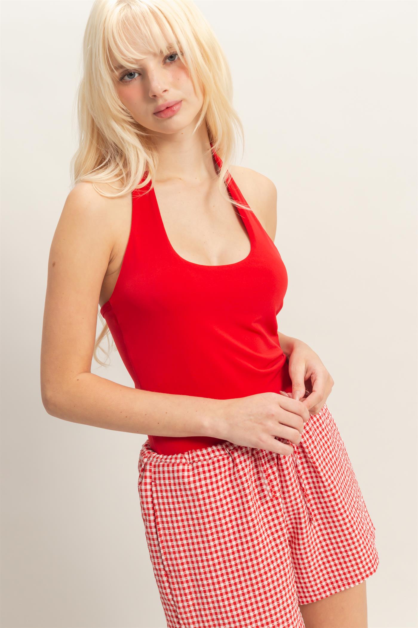 Wholesale Halter Tank Top Clothing Tops DZ26C710 RED DOUBLE ZERO