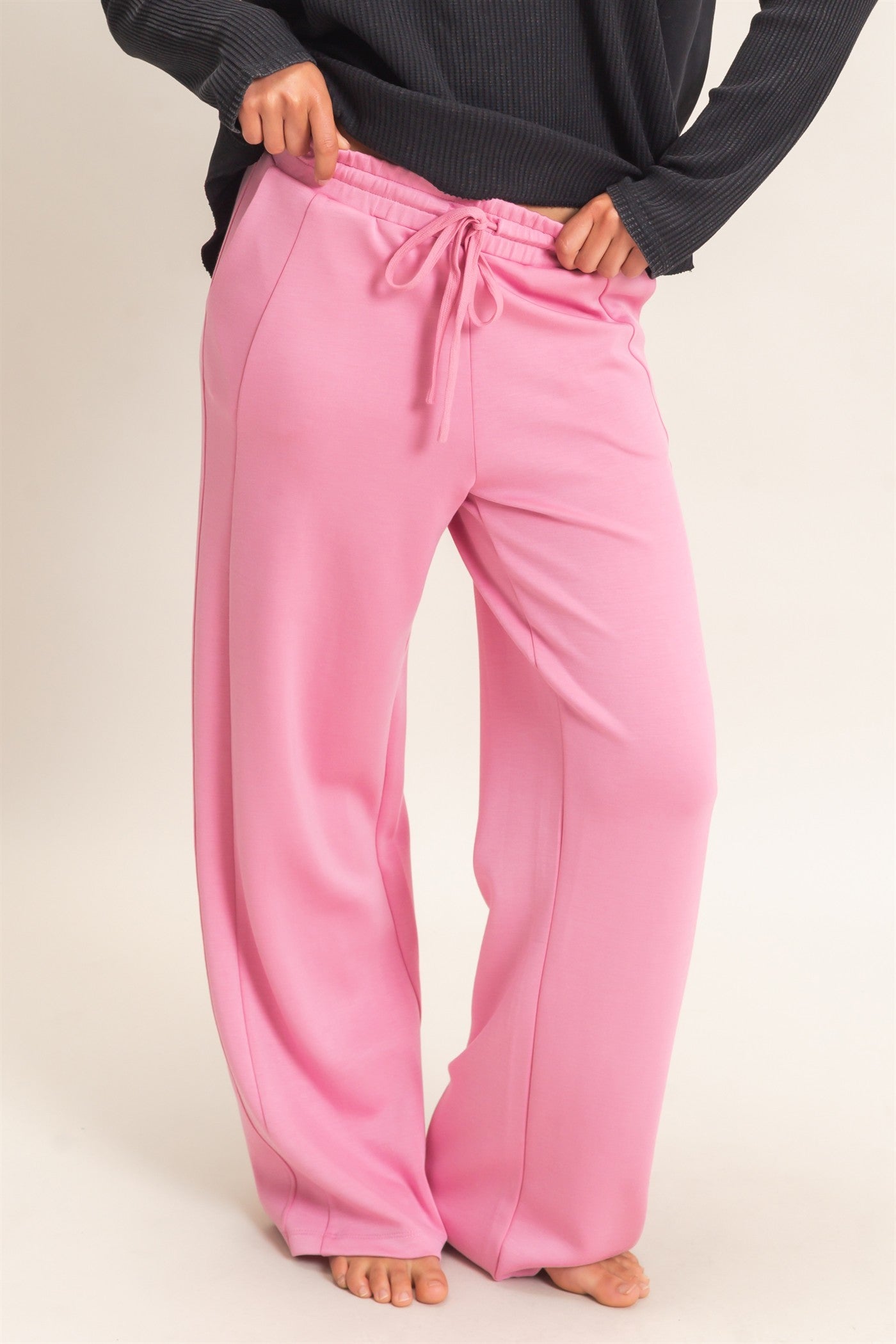 Wholesale Elastic Waist Straight Leg Pants Pants DZ26C969 PINK DOUBLE ZERO