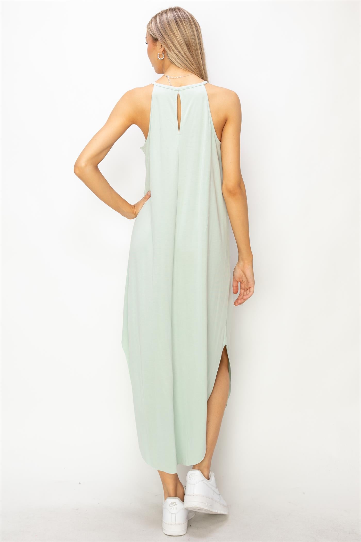 Wholesale Halter Neck Asymmetrical Midii Dress Dresses DZ24A888 MINT DOUBLE ZERO