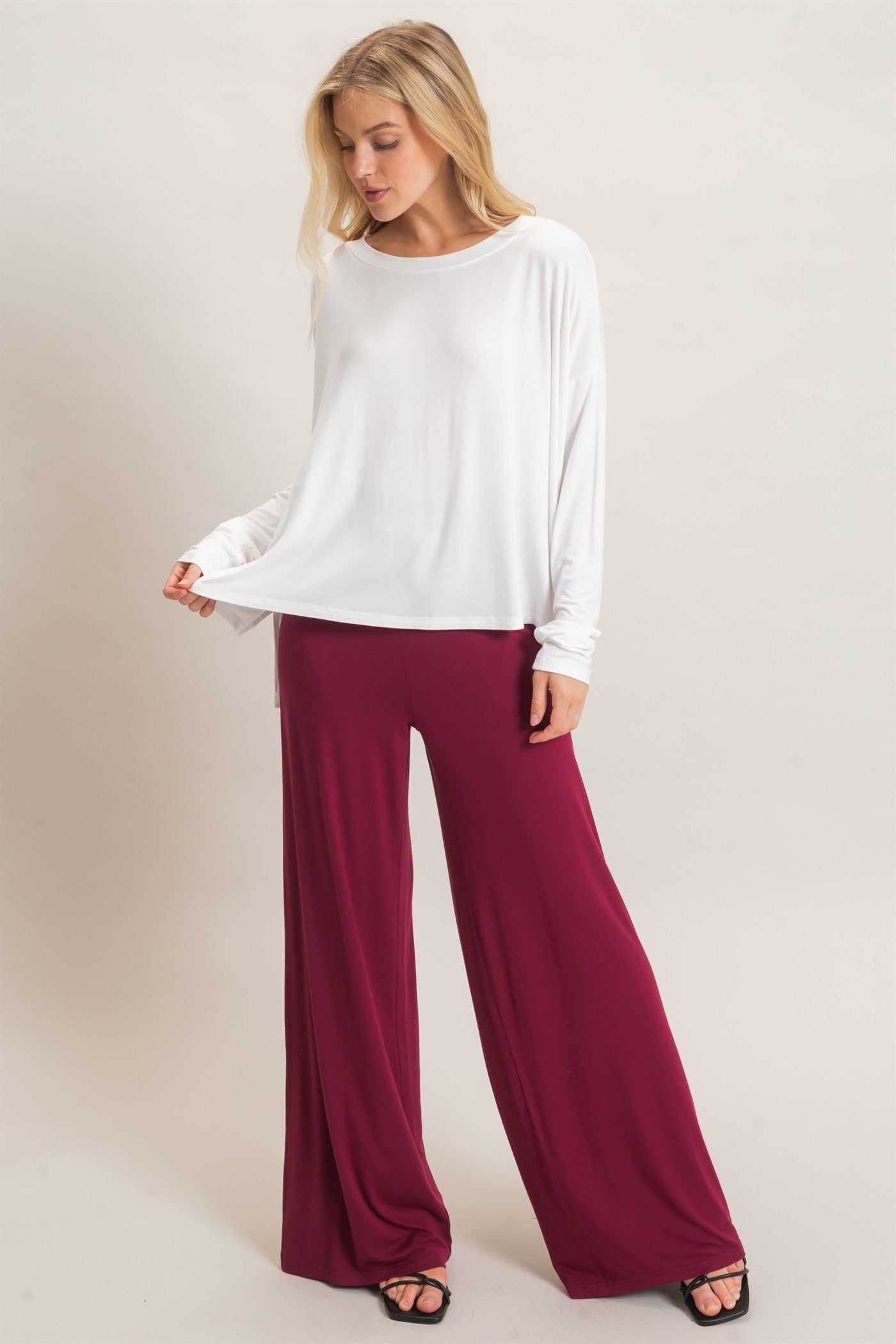 Wholesale Boat Neck Boxy Top Clothing Tops HF26F298 OFF WHITE HYFVE