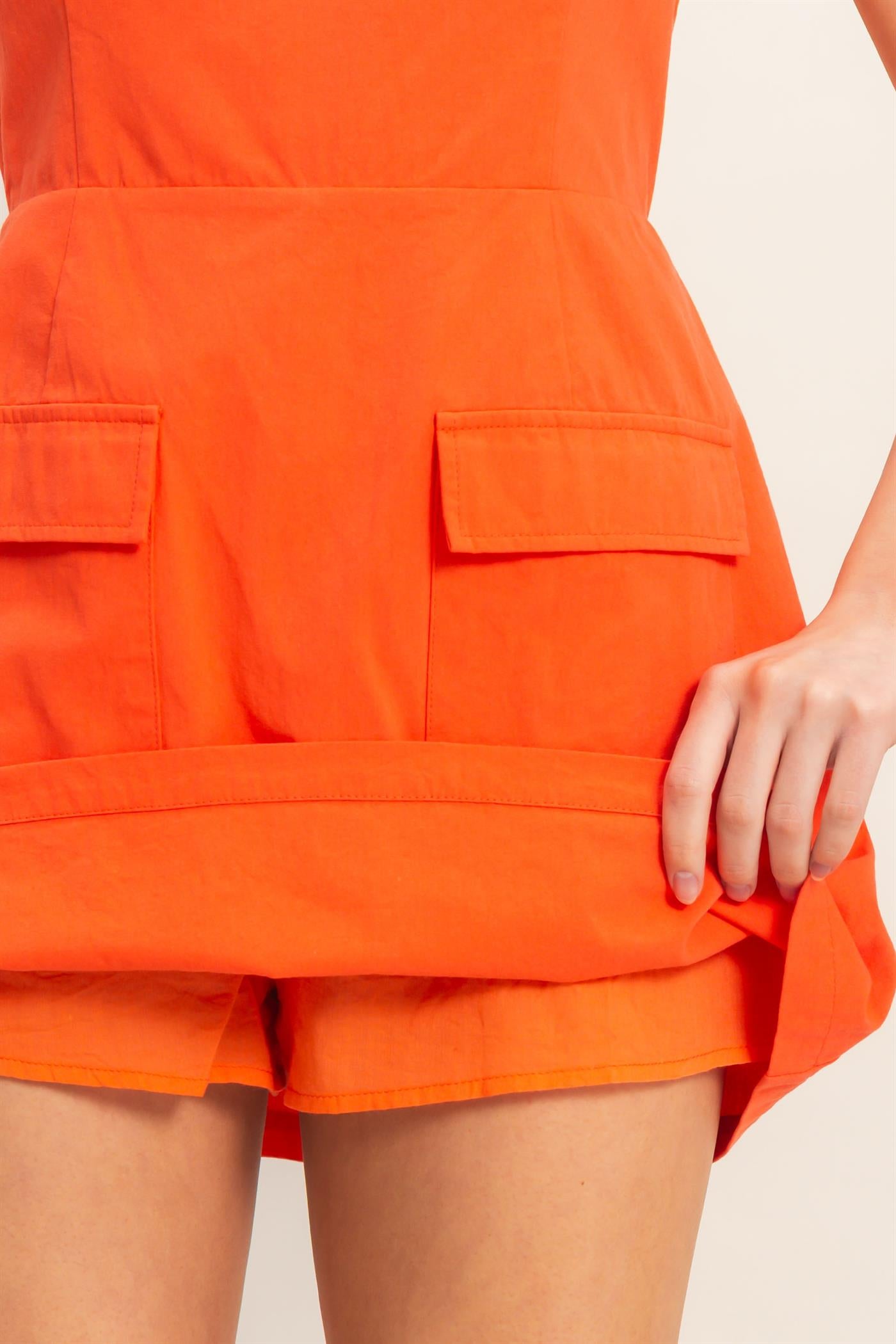 Wholesale Square Neck Mini Dress Dresses HF26C150 ORANGE RED HYFVE